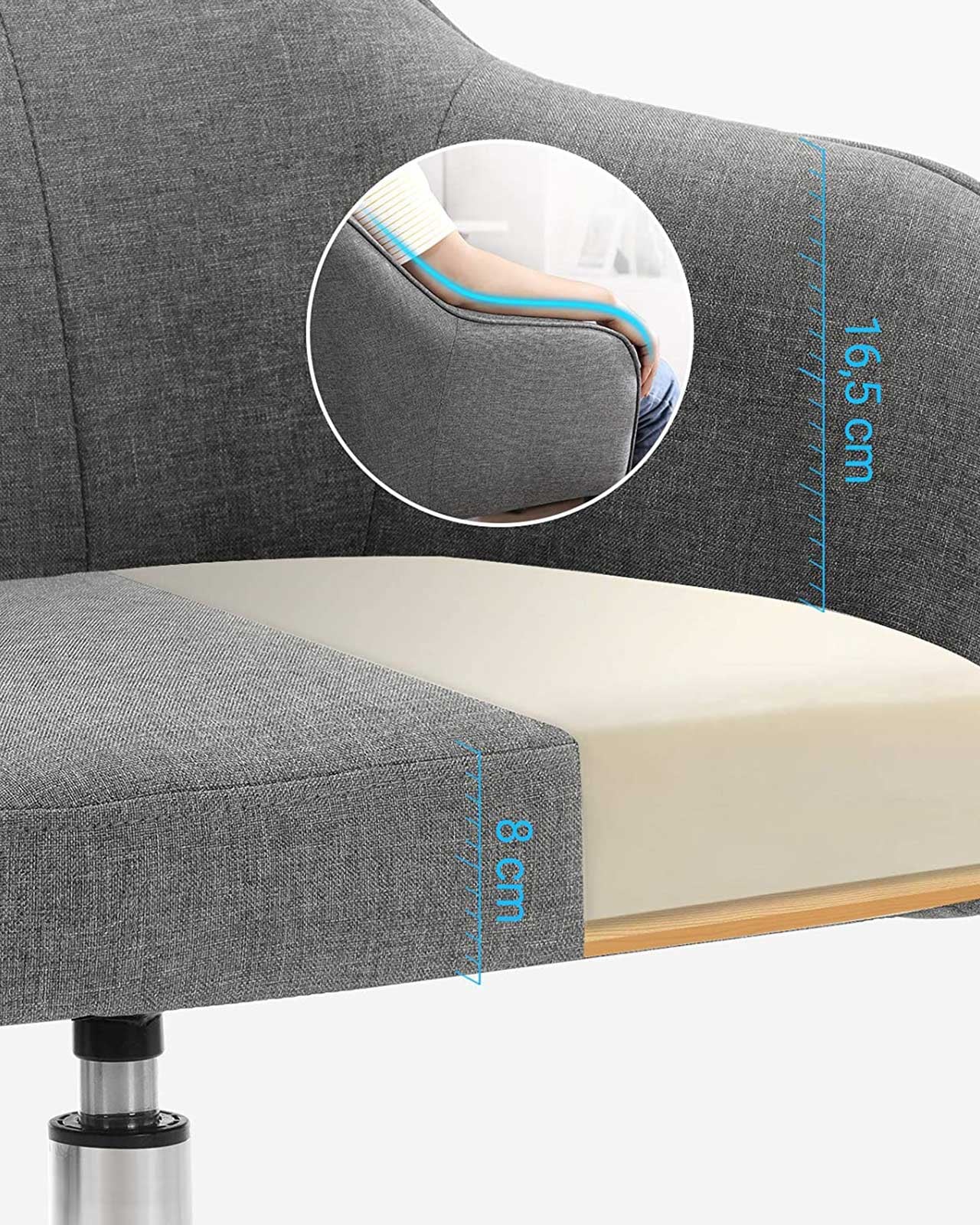 Bürostuhl mit Armlehnen – höhenverstellbar – bequeme Polsterung – 64 cm breit