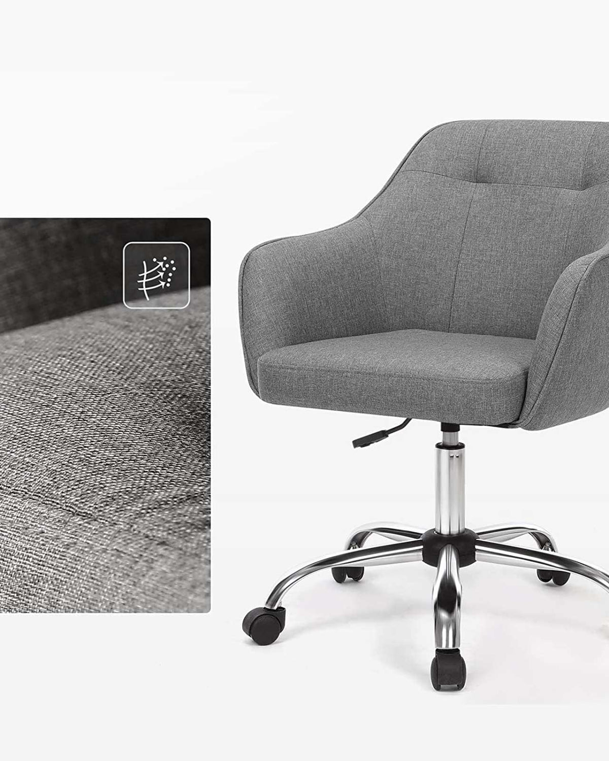 Bürostuhl mit Armlehnen – höhenverstellbar – bequeme Polsterung – 64 cm breit