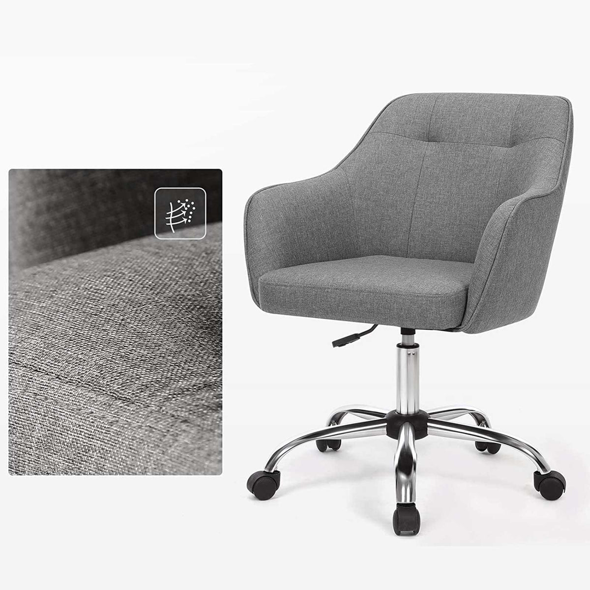 Bürostuhl mit Armlehnen – höhenverstellbar – bequeme Polsterung – 64 cm breit