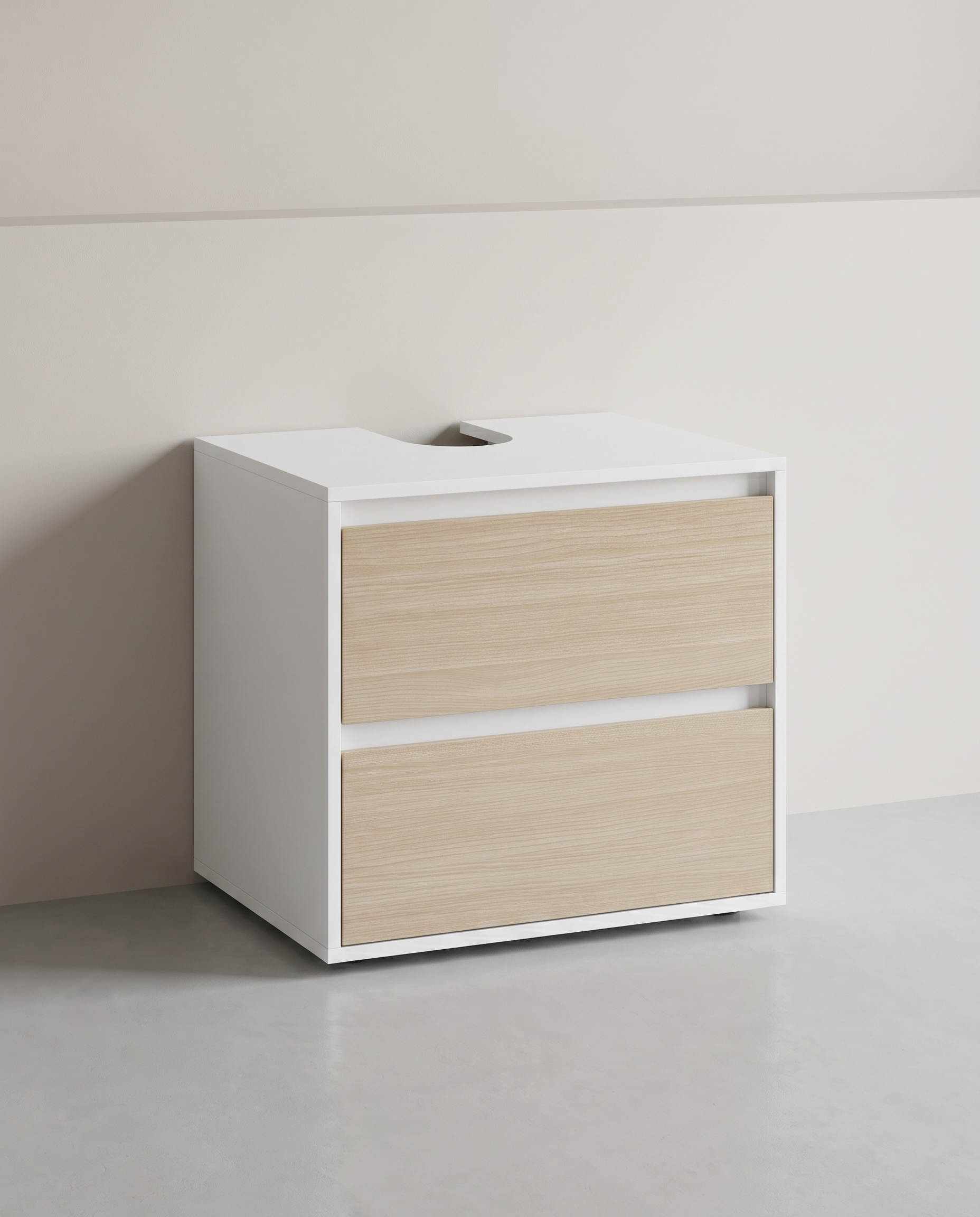 Wandmontierter Waschbeckenschrank - Badezimmerschrank mit 2 Schubladen - Platzsparend