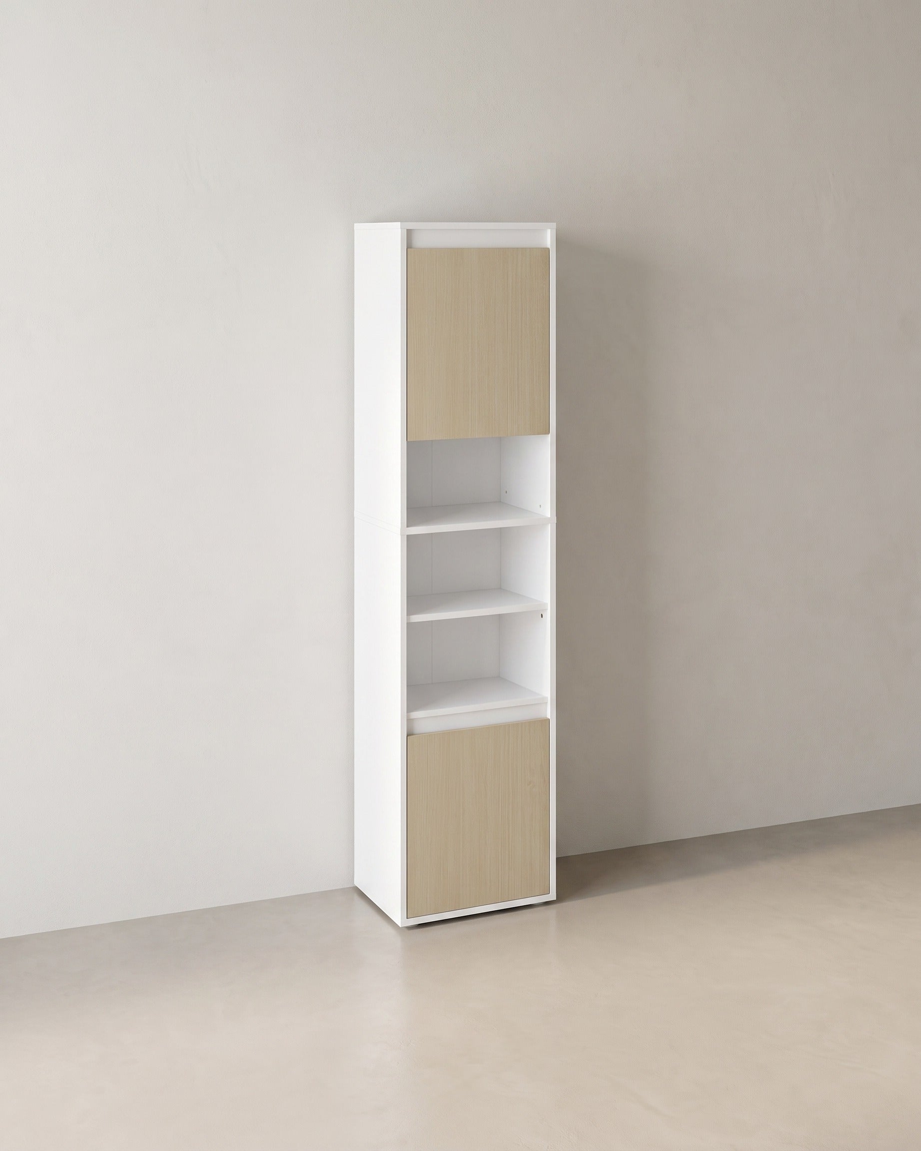 Hängender Badezimmerschrank – Weiß & Naturbeige – 30 x 40 x 160 cm