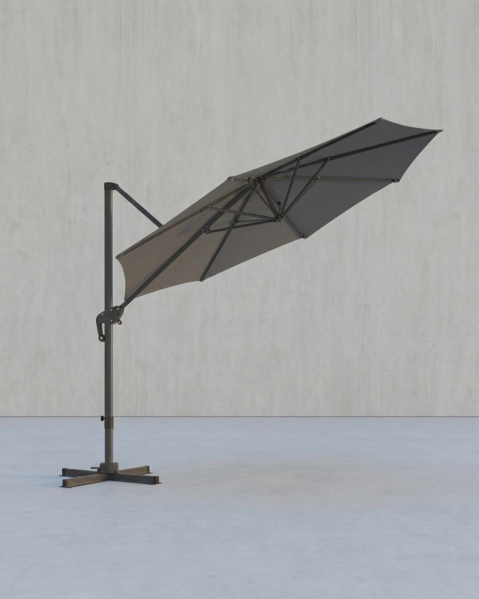 Freiarm-Sonnenschirm Ø300 cm – Verstellbar & UV-Schutz – 360° drehbar – Grau