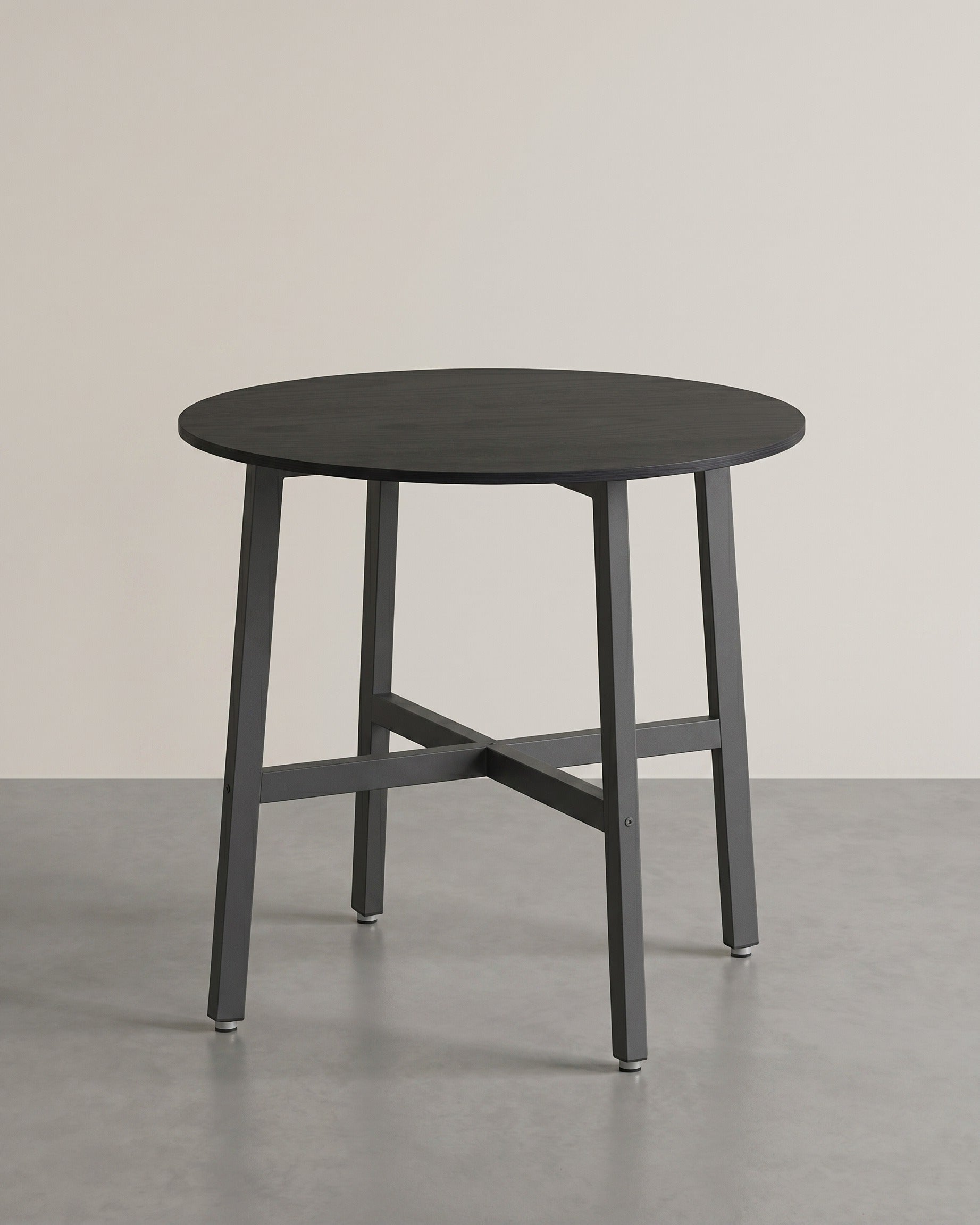 Runder Esstisch – Industriedesign – Ø 80 cm – Vintage Braun-Schwarz – ALINRU Kollektion – Schwarz