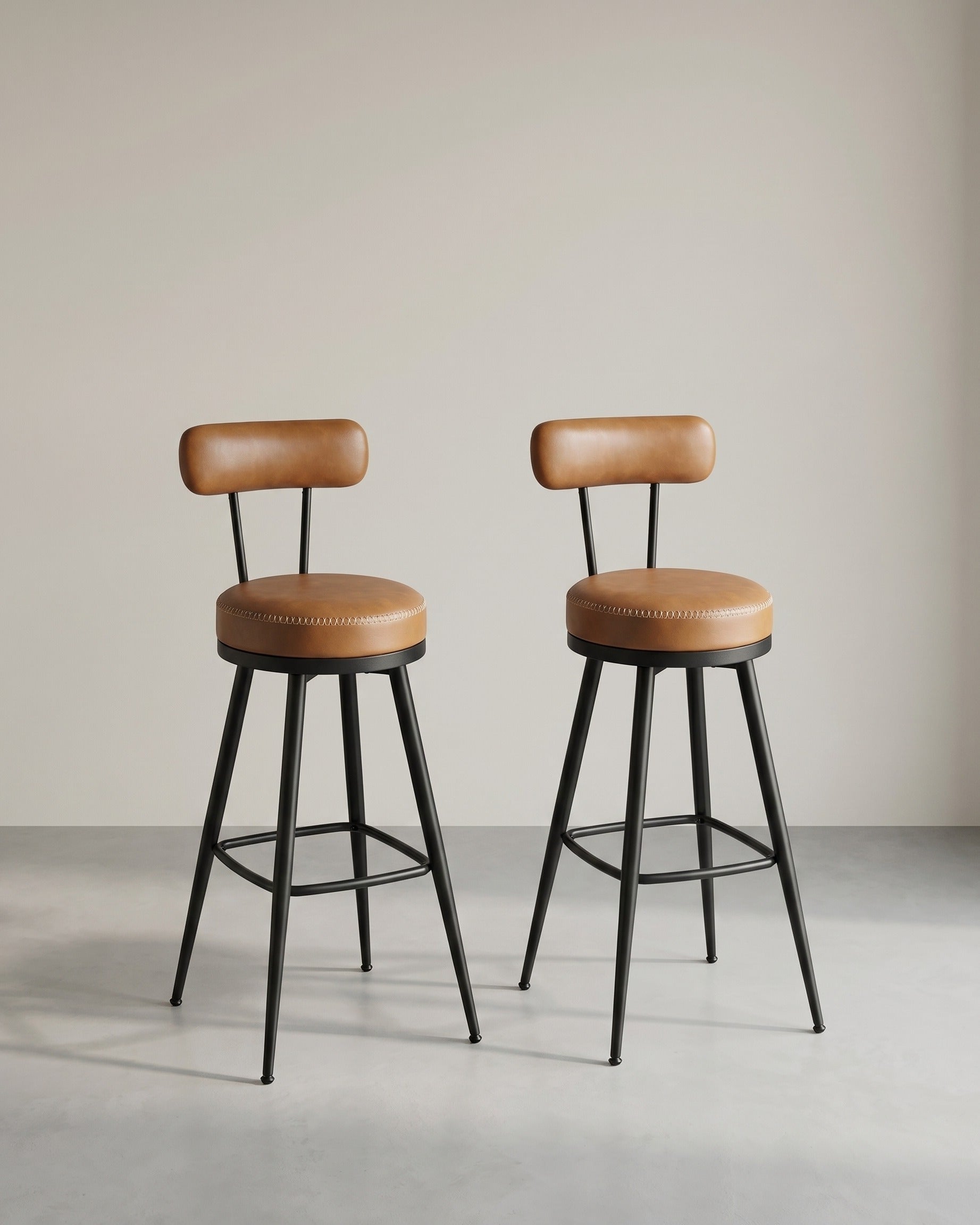 2er Set Barhocker - 360° drehbar - Kunstleder - Industriedesign