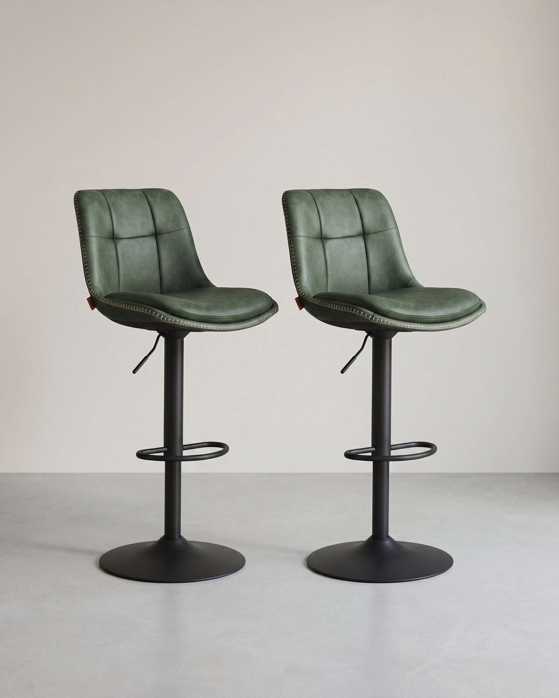 2er-Set Barhocker - Verstellbar und 360° drehbar - Kunstleder – Grün