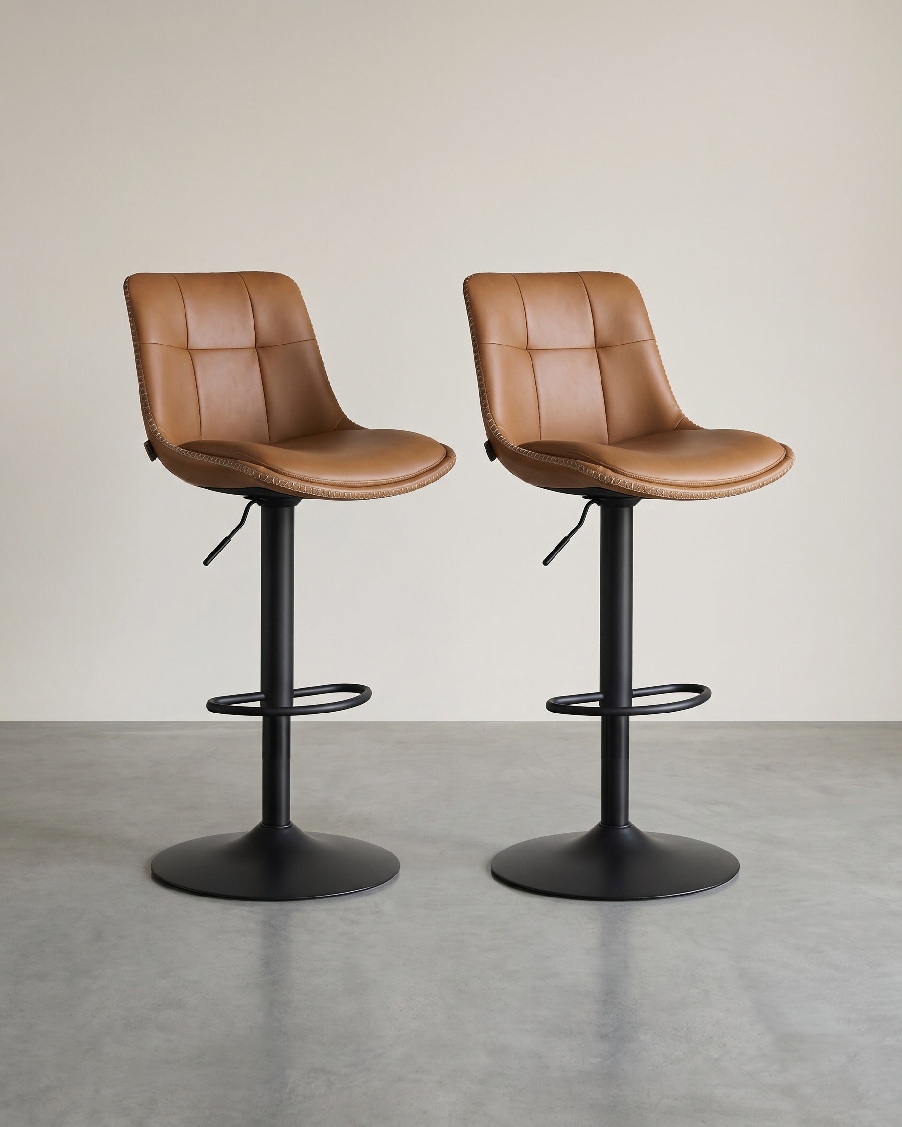 2er-Set Barhocker - Verstellbar und 360° drehbar - Kunstleder – Braun