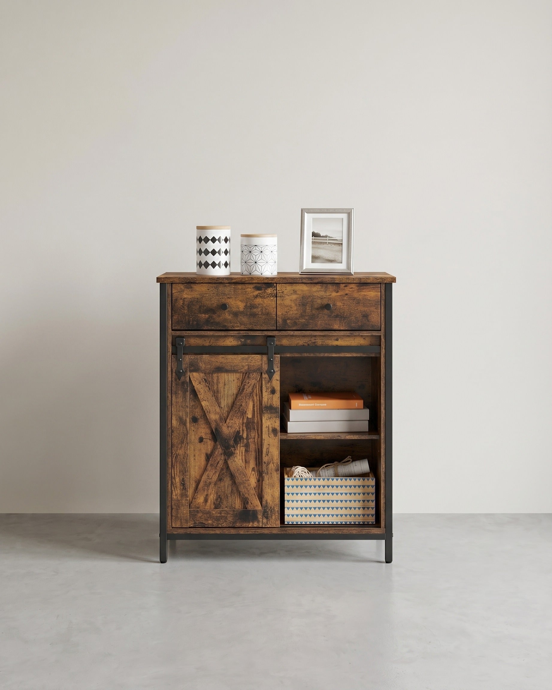 Industrielles Sideboard mit Schiebetür – 70 x 30 x 80 cm – Braun