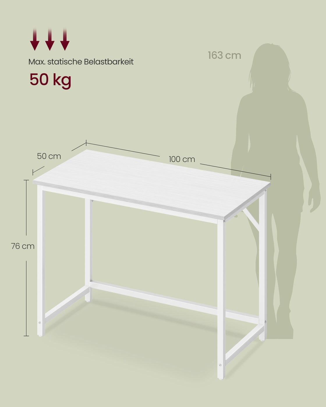 Schreibtisch im Industriedesign – Kompakt und stabil – Bis 50 kg belastbar