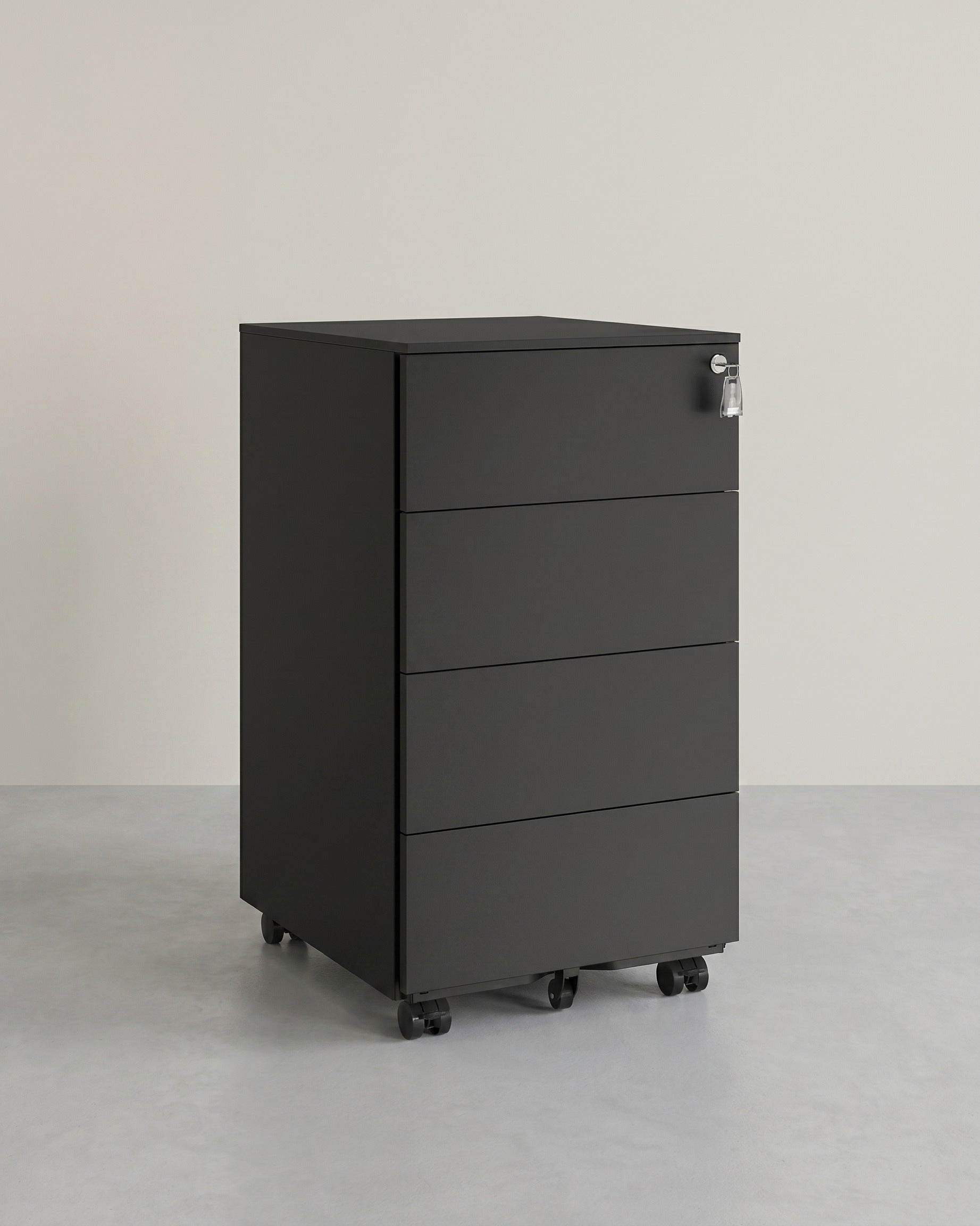 Metallschubladenschrank mit 3 Schubladen – Kompakter Büroschrank auf Rollen – Robustes und sicheres Design – Schwarz
