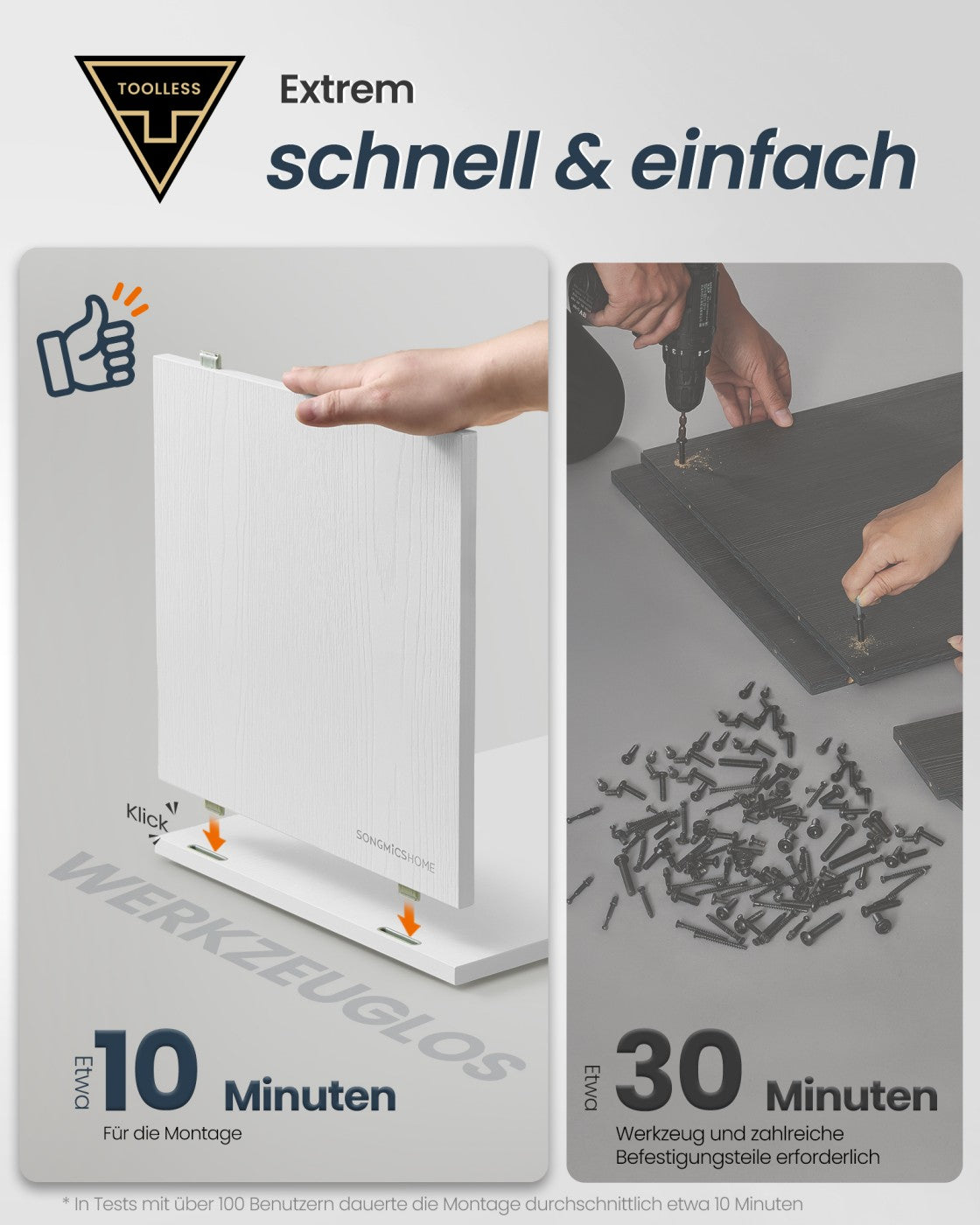 Badezimmer Spiegelschrank - Werkzeuglose Montage - Mit Verstellbaren Böden