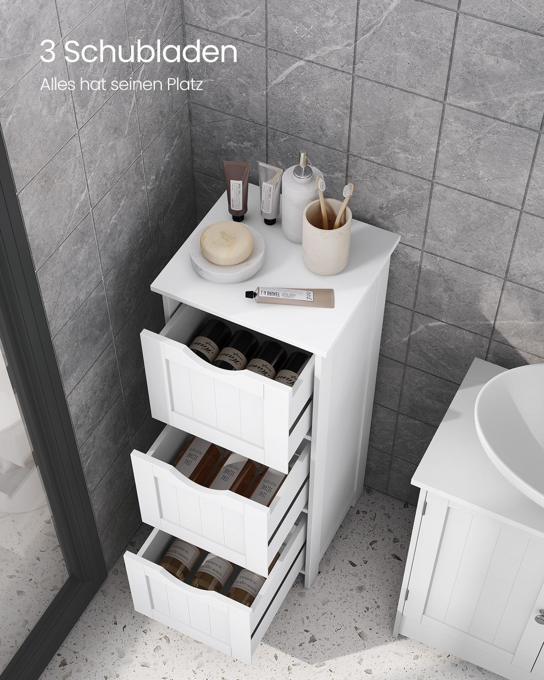 Badezimmerschrank mit 3 oder 4 Schubladen – Kompakt und funktional