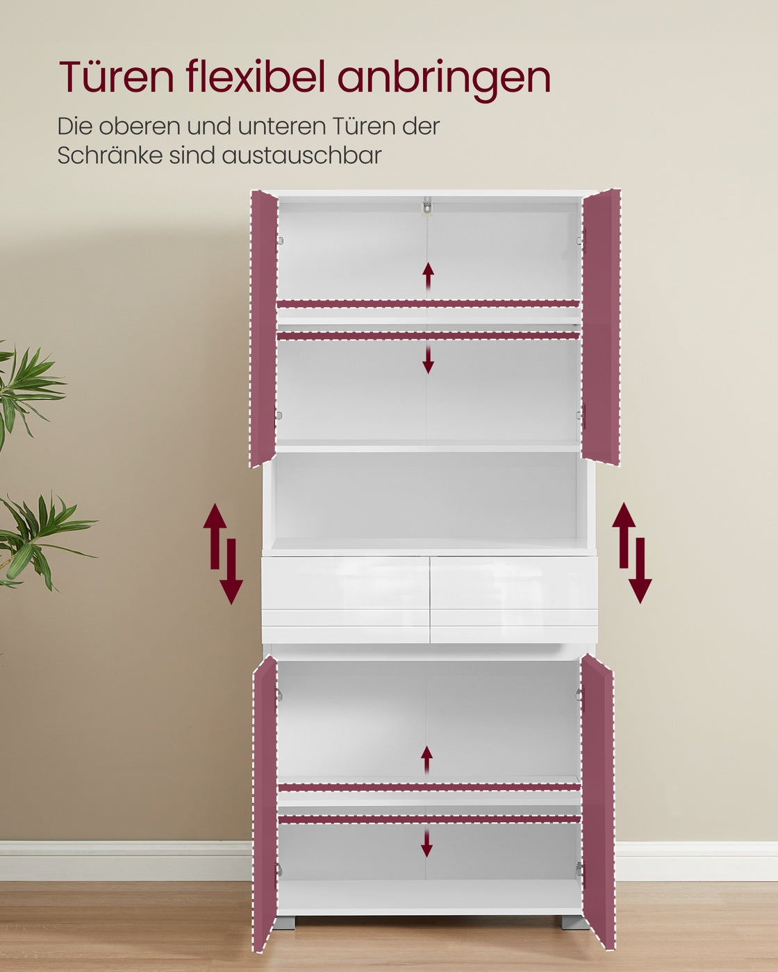 Schmaler Hoher Badezimmerschrank - Mit Glastür Und Füßen - Für Badezimmer