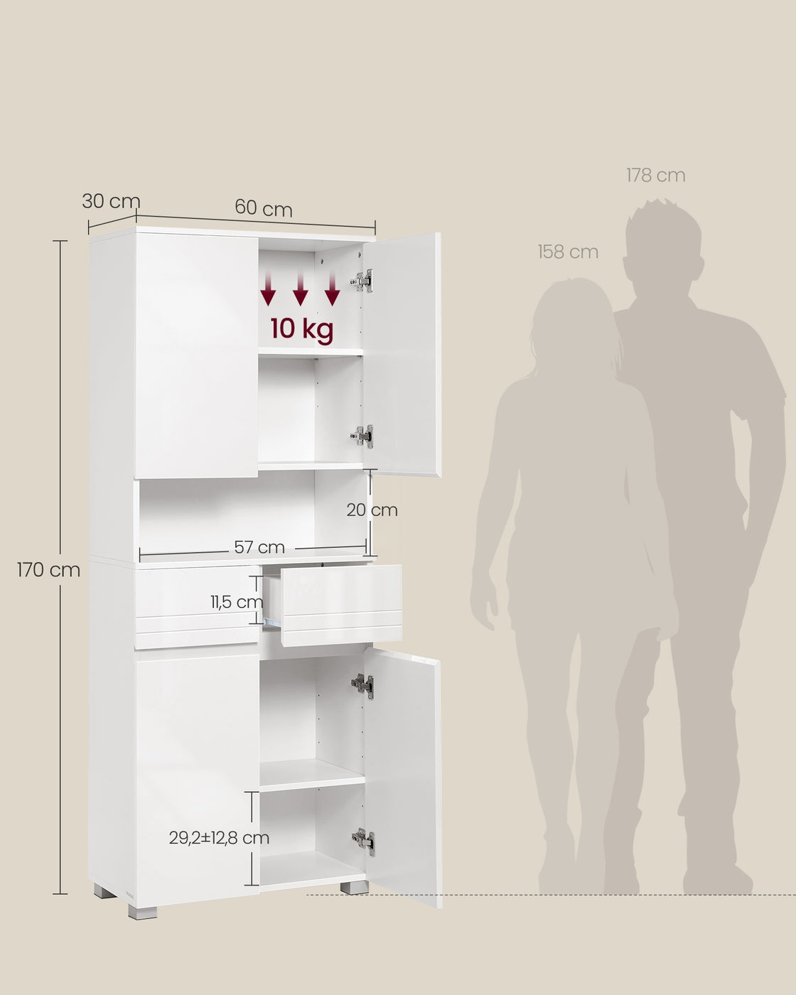 Schmaler Hoher Badezimmerschrank - Mit Glastür Und Füßen - Für Badezimmer
