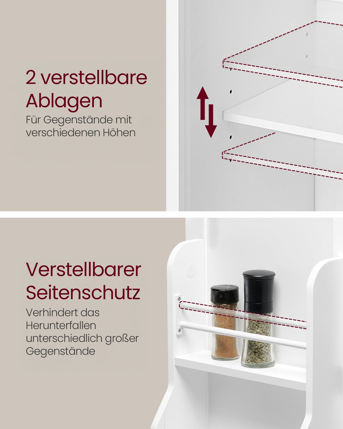 Küchenschrank Hoch - Buffetschrank Mit 6 Türen Und Verstellbaren Böden - Für Küche Und Esszimmer