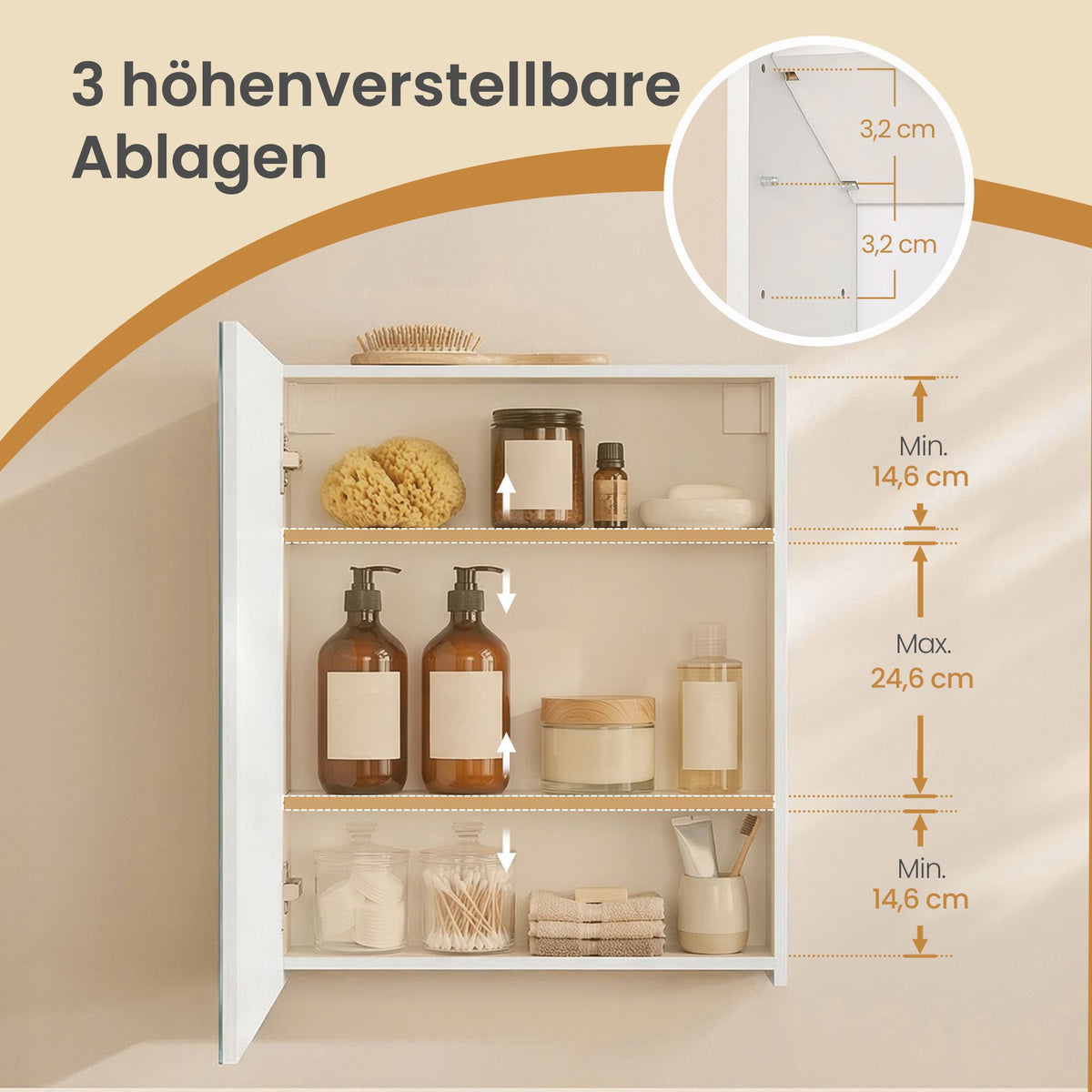 Hängeschrank Mit Spiegel - Badezimmerschrank Mit Verstellbaren Böden - Für Badezimmer