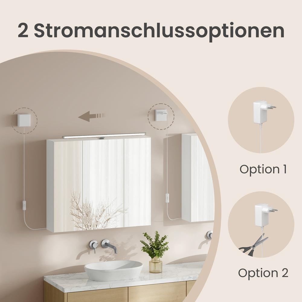Spiegelschrank Mit Beleuchtung - Hängeschrank Mit Verstellbaren Böden - Für Badezimmer