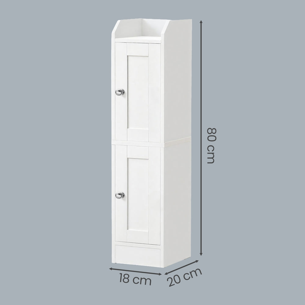 Schmaler Hoher Badezimmerschrank - Badschrank Mit Verstellbaren Böden - Landhausstil