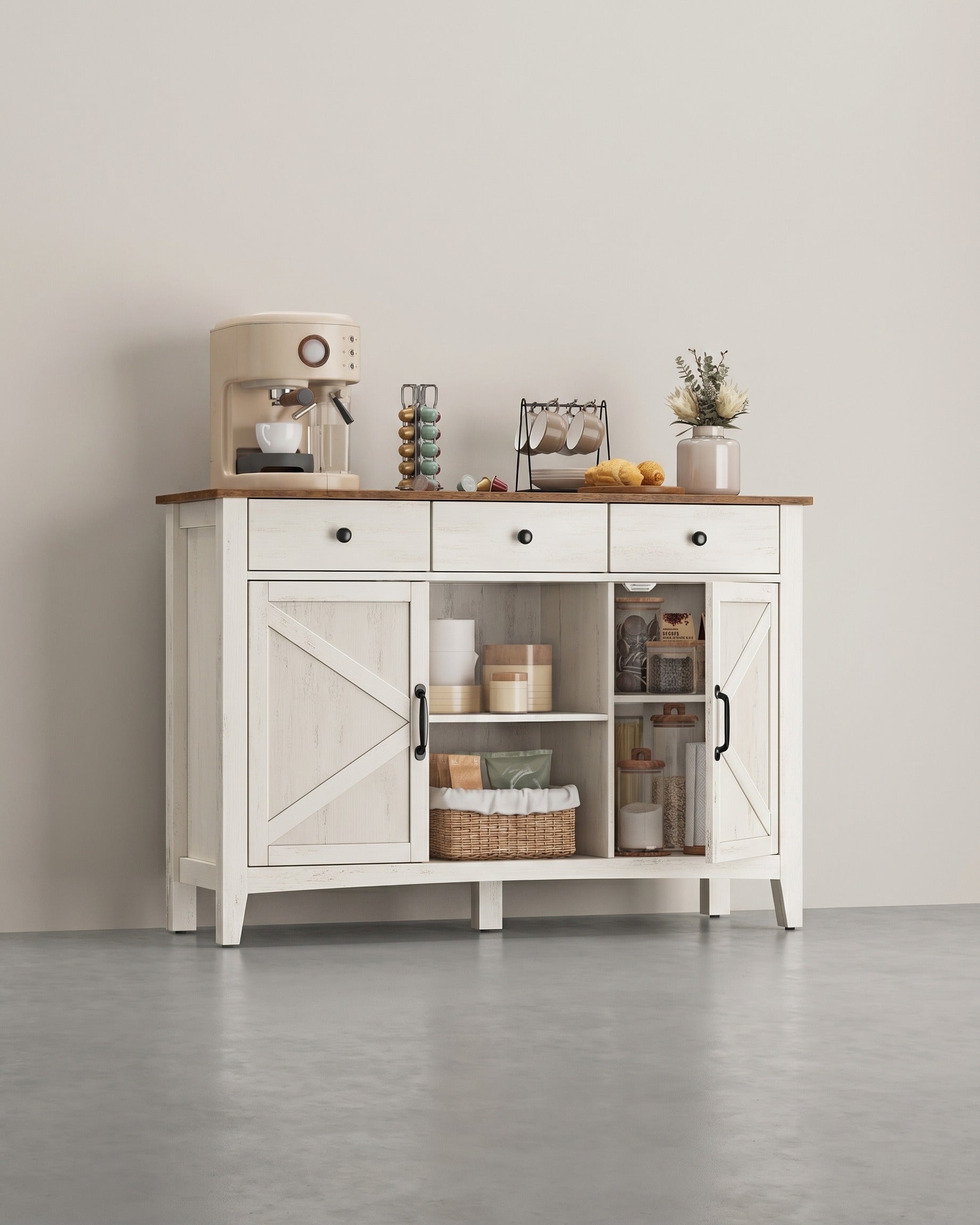 Sideboard mit viel Stauraum – Sideboard im Landhausstil – Kabelmanagement & verstellbare Einlegeböden