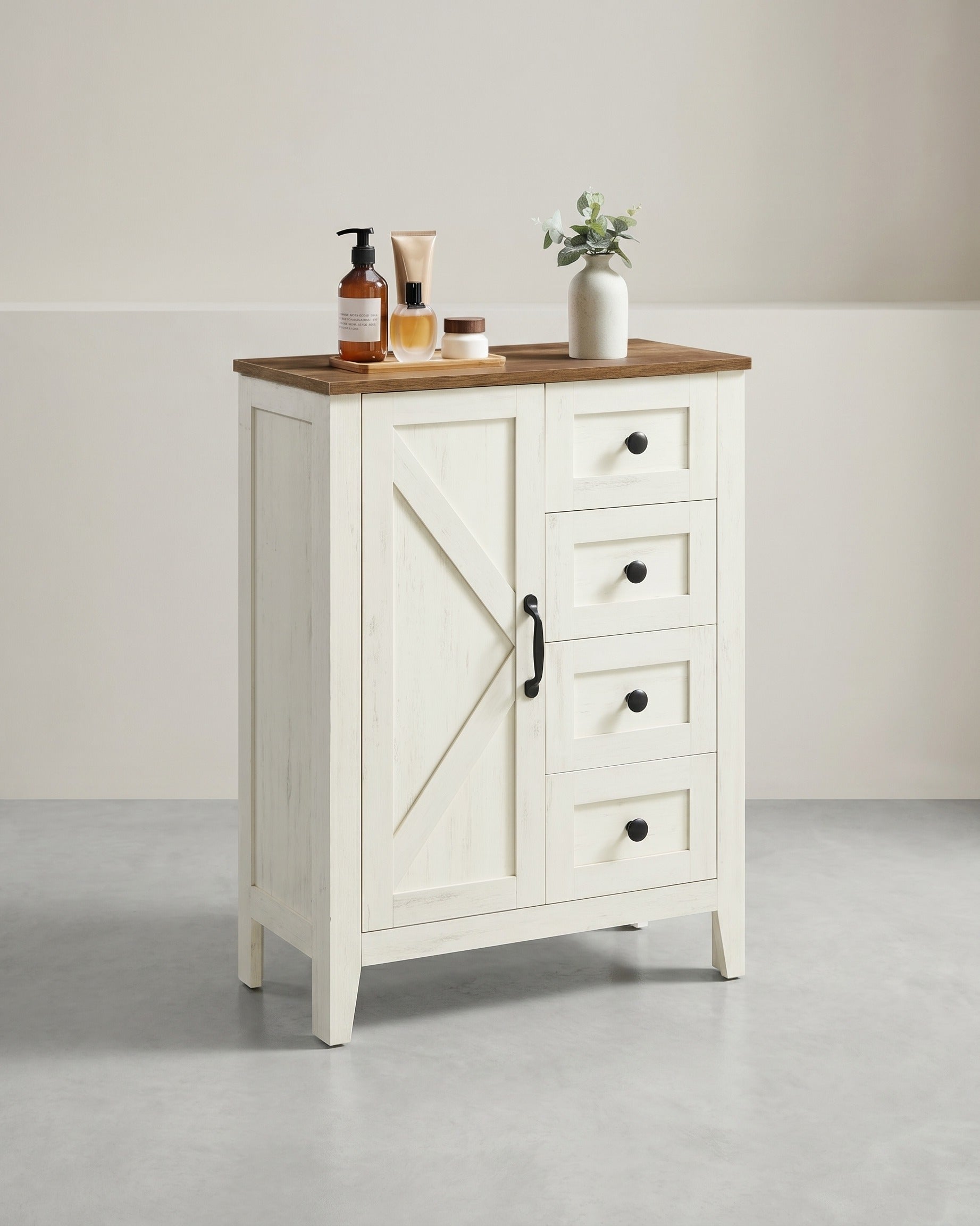 Küchenschrank – Aufbewahrungsschrank mit Schubladen – Verstellbare Böden – Landhausstil – 30 x 60 x 80 cm