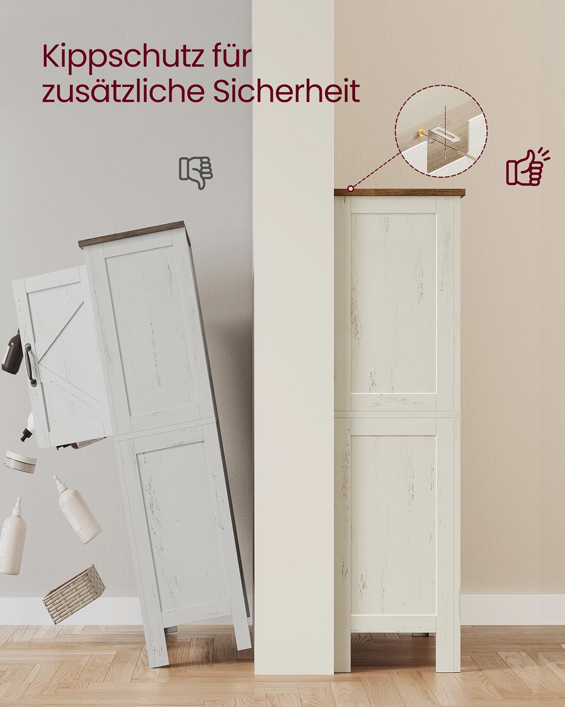 Küchenschrank – 4 Schubladen – Verstellbare Böden – Freistehend – 30 x 60 x 110 cm