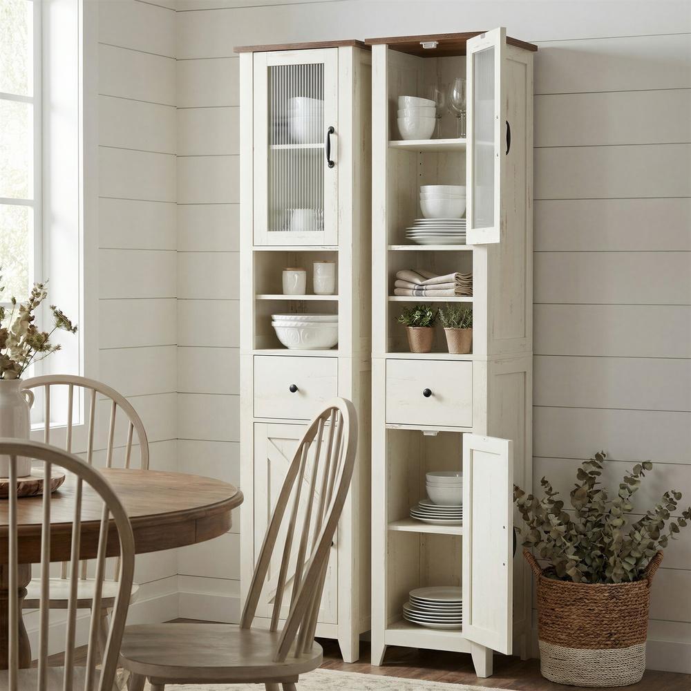 Badezimmerschrank Im Landhausstil - Schmaler Badschrank Mit Schublade Und Böden - Für Badezimmer