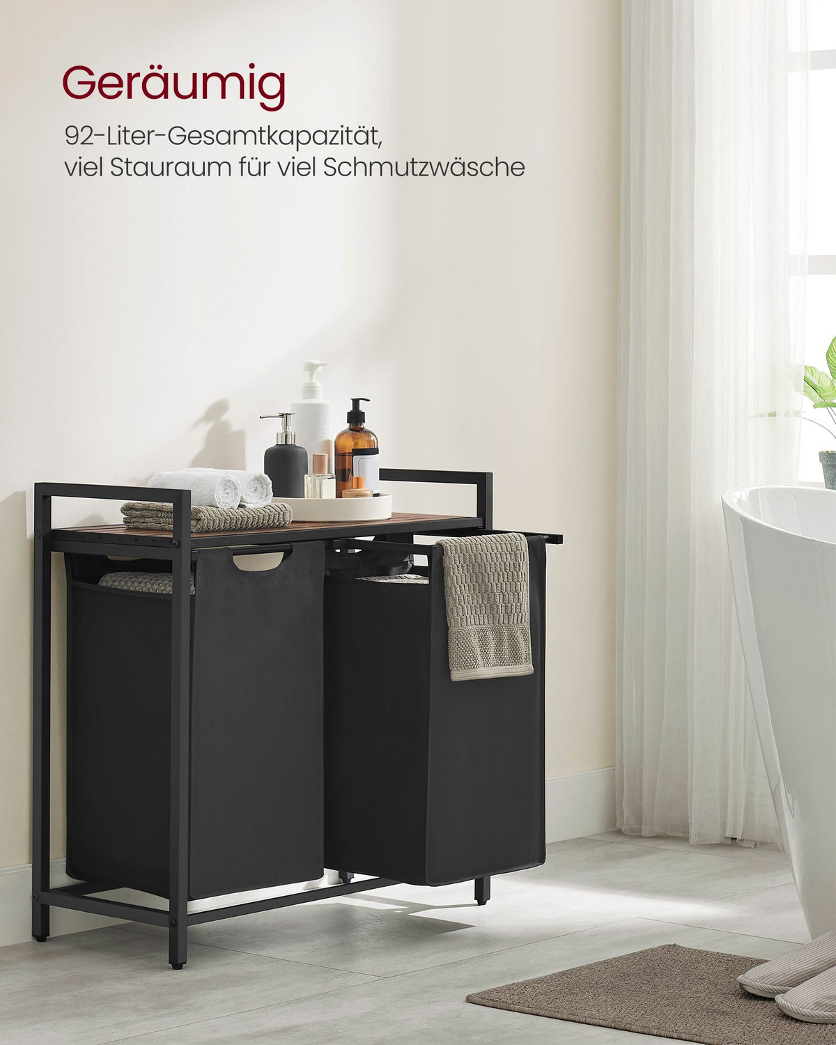 Wäschekorb - Korb mit Fächern - Herausnehmbare Beutel
