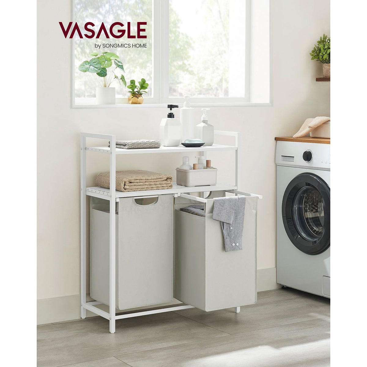 Wäschekorb und 2 Ablagefächer – ideal für Wäsche und Badezimmerzubehör