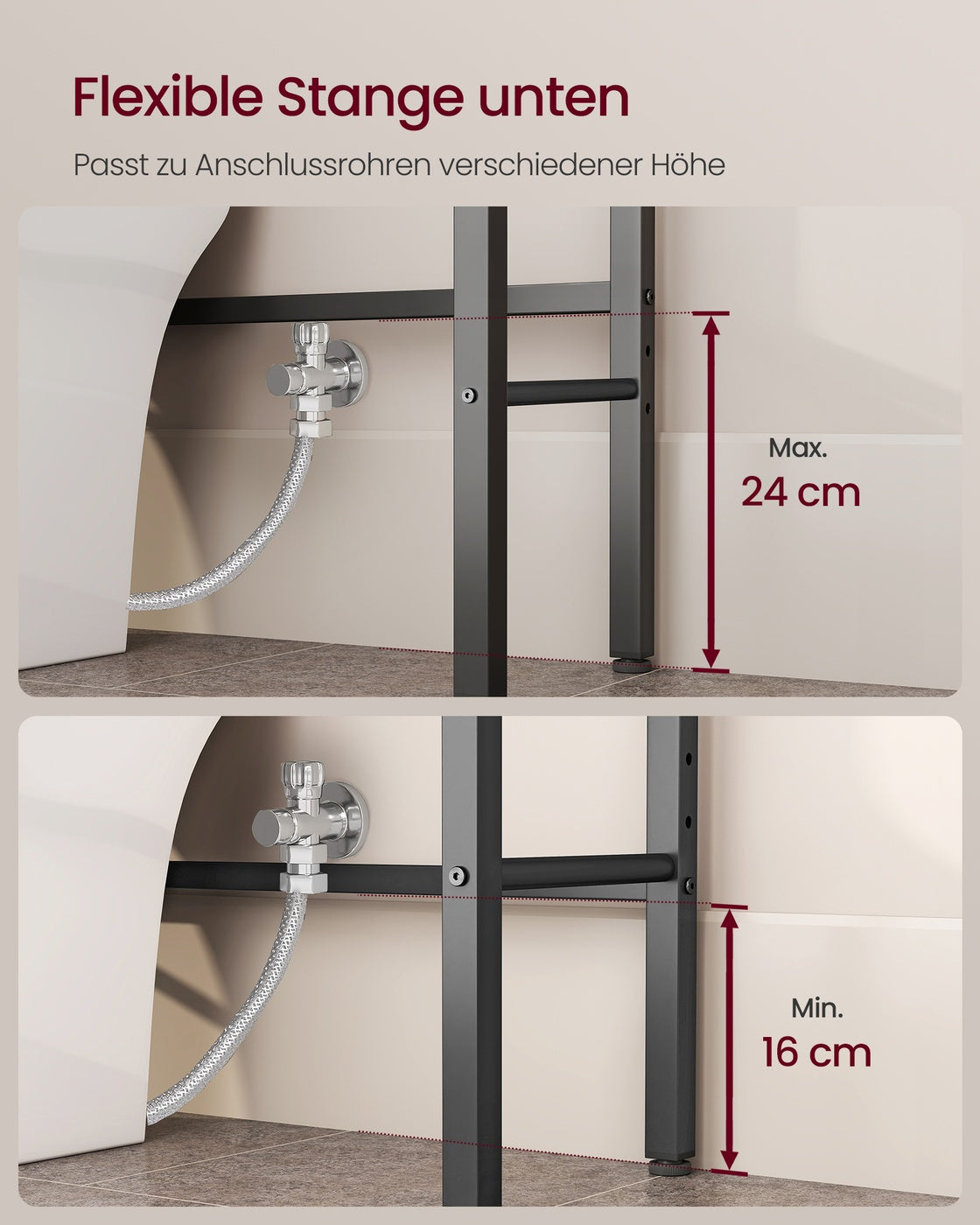 Badregal Über Toilette - Stahlrahmen Mit Holzböden - Für Kompaktes Badezimmer