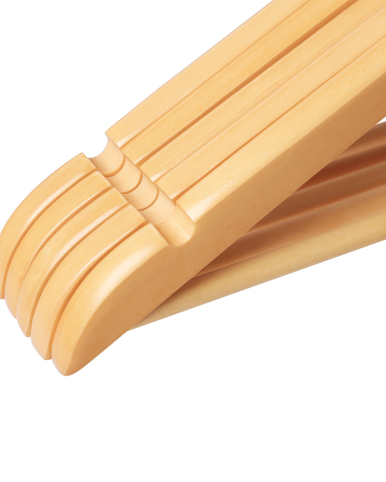 Luxuriöses Kleiderbügel-Set aus Holz – Massivholz Ahorn – mit rutschfestem Hosensteg und Schulterkerben – 360° drehbarer Haken