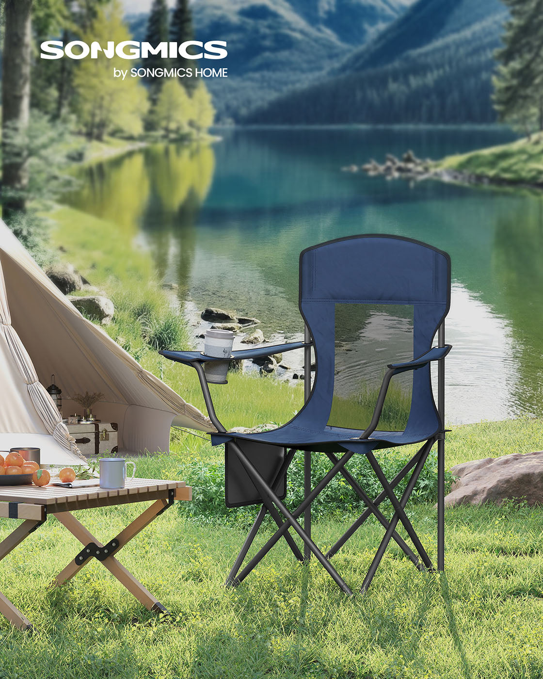 Campingstuhl 2er Set – Klappstühle mit Organizer und Getränkehalter – Tragbar & Bequem – 150 kg Tragkraft