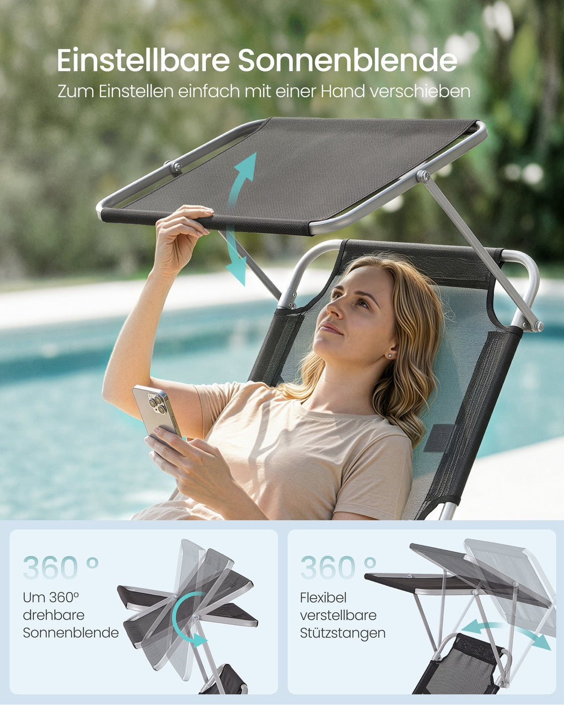 Set Von 2 Liegestühlen - Klappbar Mit Verstellbarer Rückenlehne - Für Garten Oder Strand