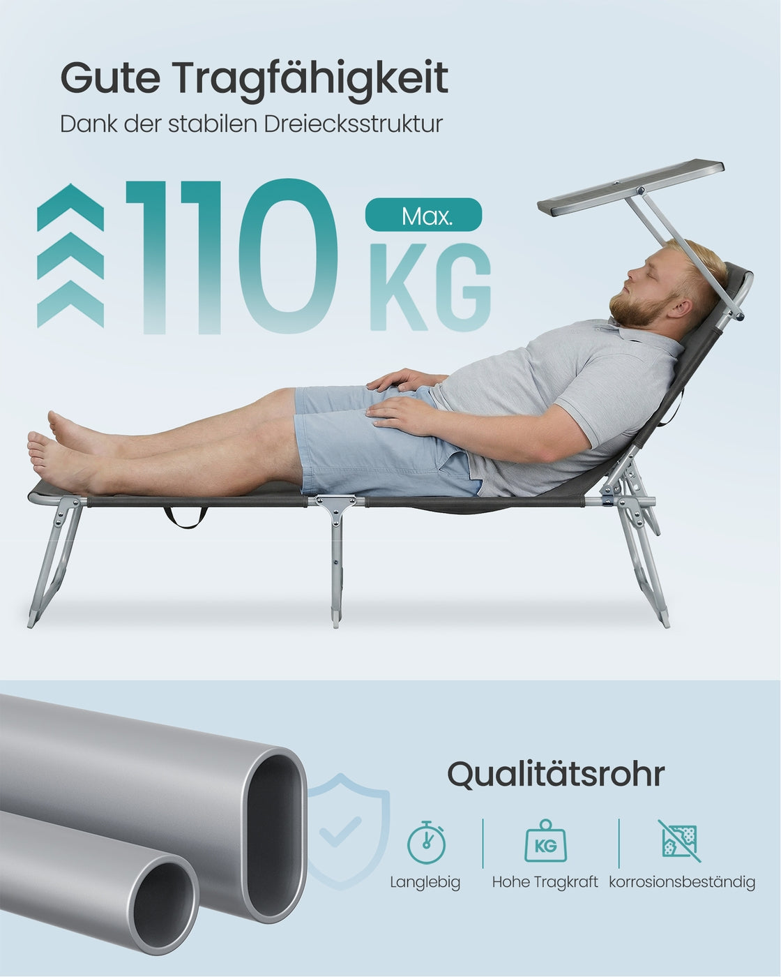 Set Von 2 Liegestühlen - Klappbar Mit Verstellbarer Rückenlehne - Für Garten Oder Strand