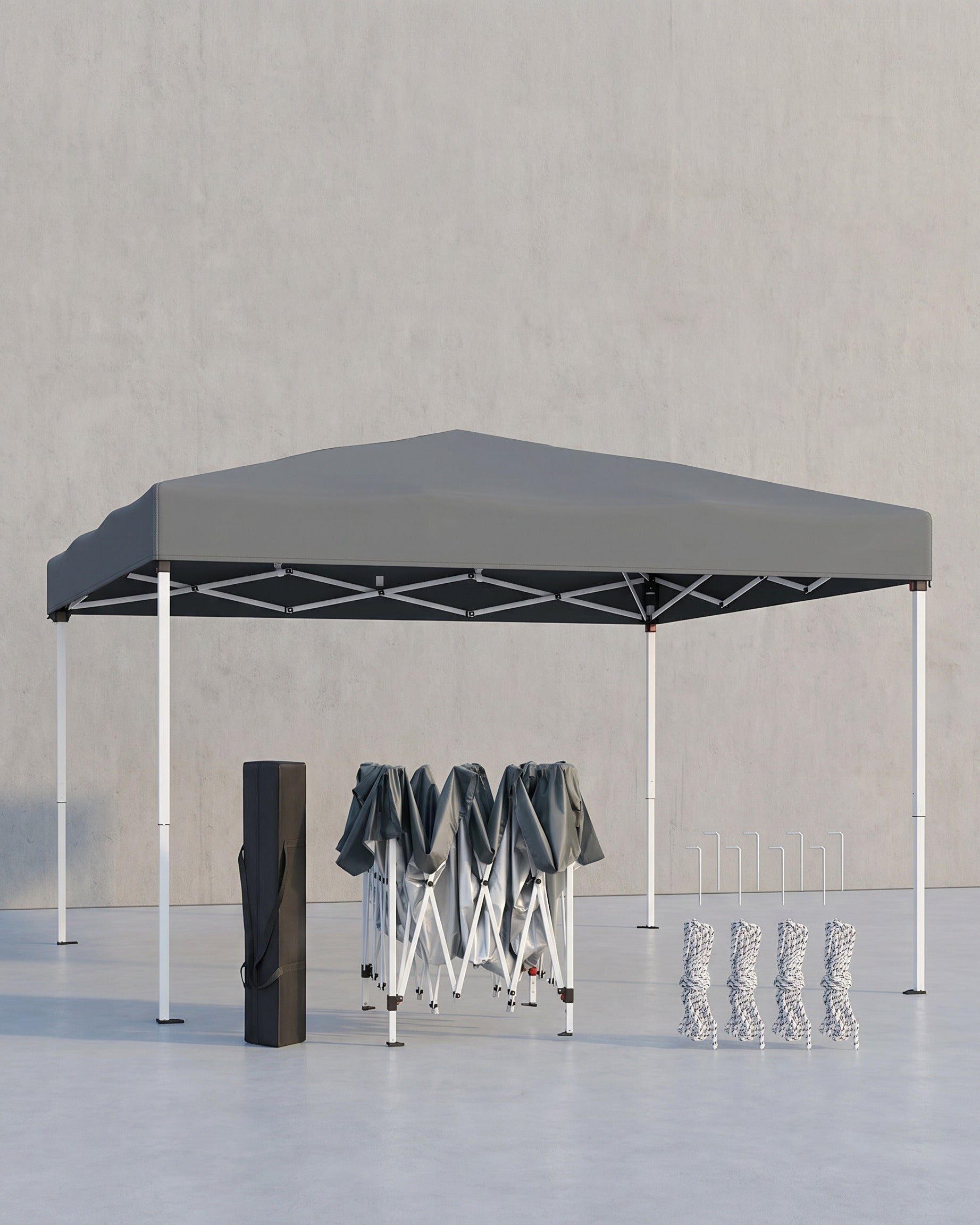 Partyzelt 3 x 3 m – Faltbares Partyzelt – Gartenpavillon – Sonnenschutz – Leicht regendicht – Tragbar – grau-3