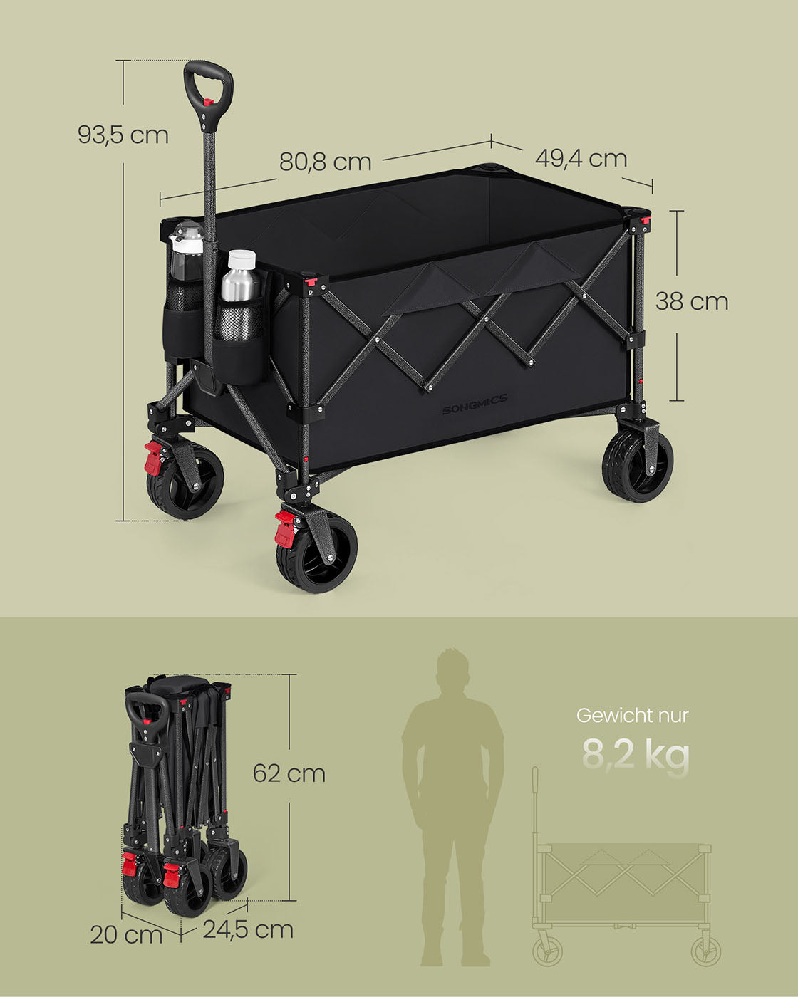 Bollerwagen - Trolley – Klappbar – Stahlrahmen