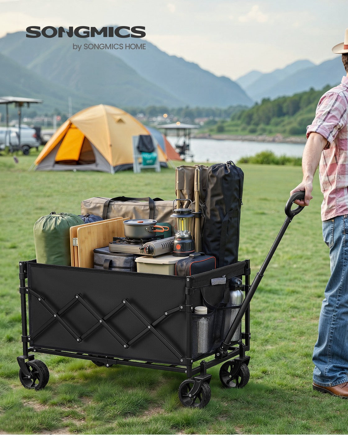 Klappbarer Bollerwagen - Transportwagen Mit Abnehmbaren Rädern - Handwagen Für Garten, Camping Und Strand