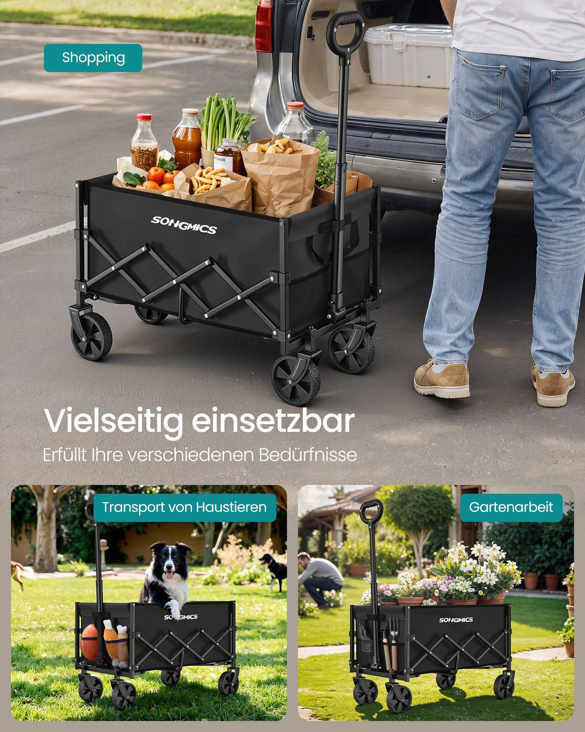 Klappbarer Bollerwagen - Bolderkar - Einkaufswagen