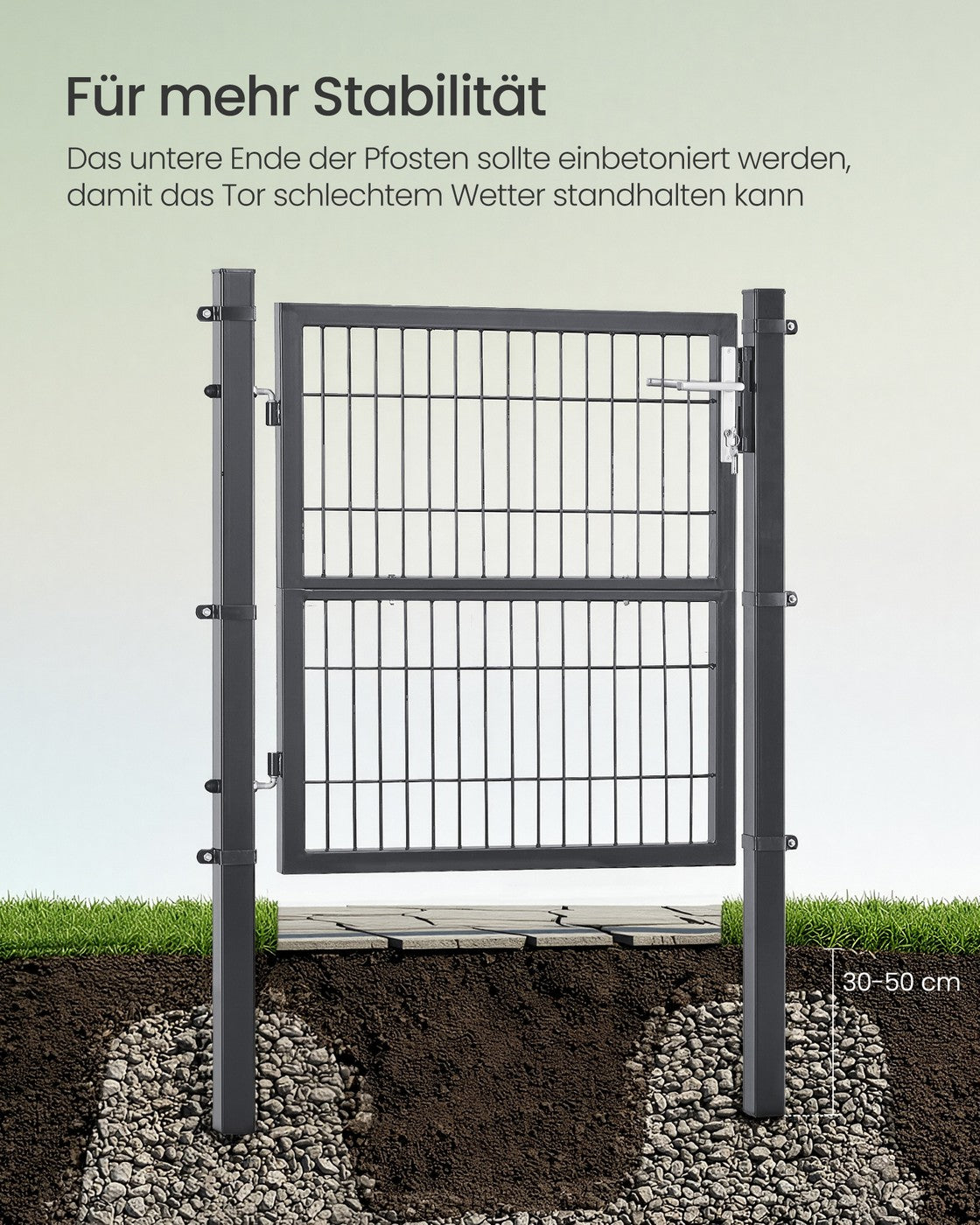 Abschließbares Gartentor 106x100 - Verzinkter Stahl - Mit Schlüsselschloss Und Aluminiumzylinder