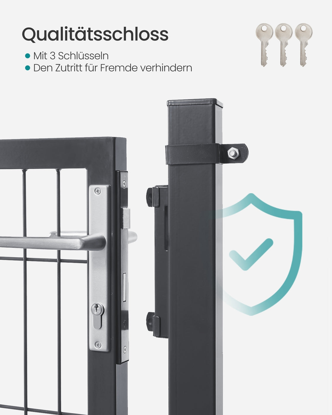 Abschließbares Gartentor 106x100 - Verzinkter Stahl - Mit Schlüsselschloss Und Aluminiumzylinder
