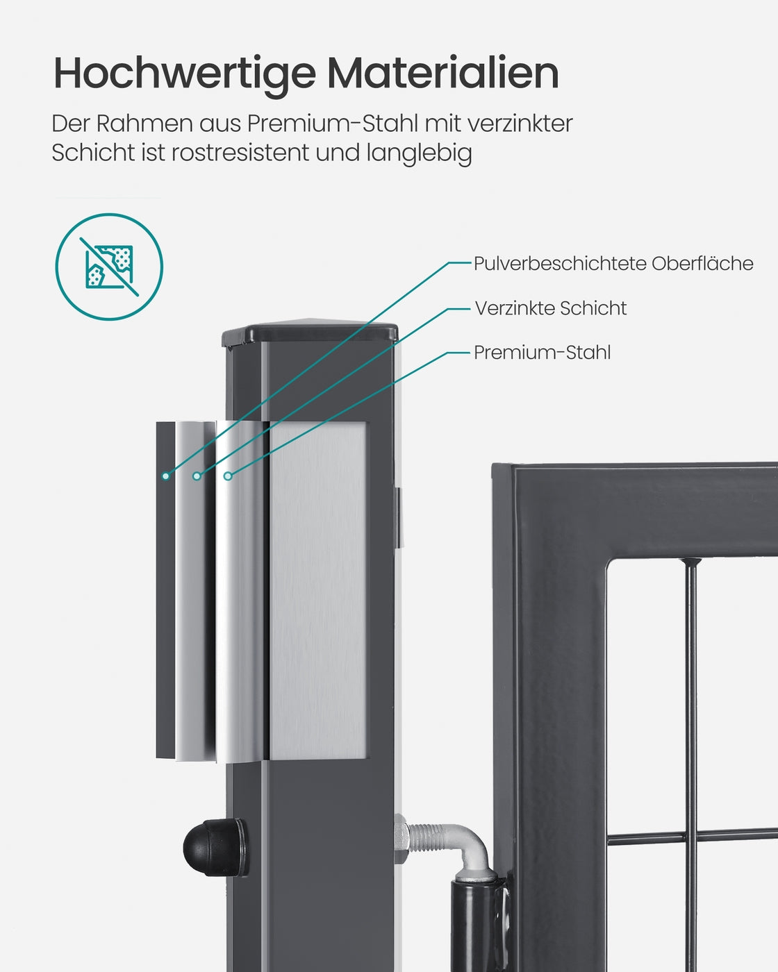 Abschließbares Gartentor 106x100 - Verzinkter Stahl - Mit Schlüsselschloss Und Aluminiumzylinder