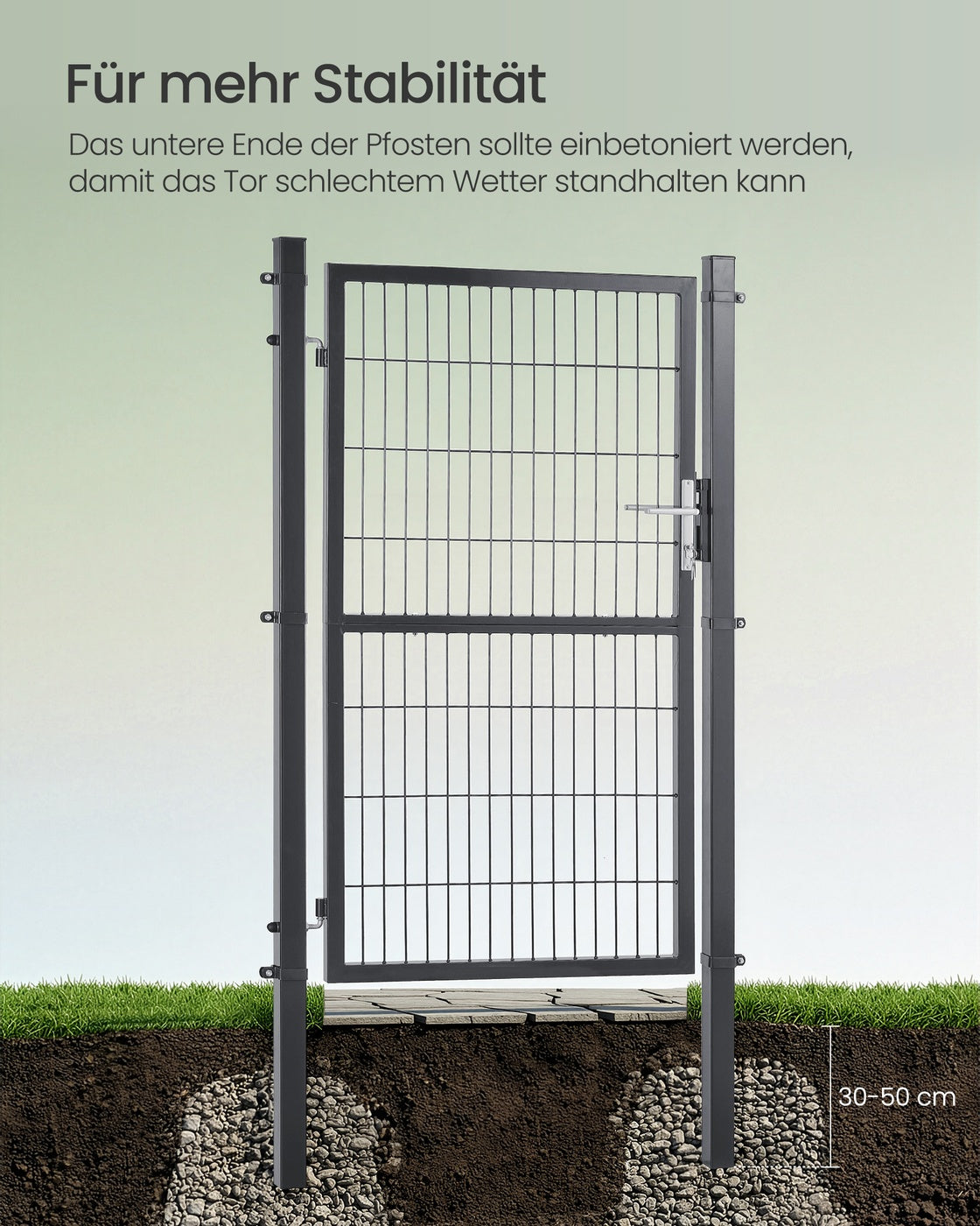 Abschließbares Gartentor 106x160 - Verzinkter Stahl - Mit Schlüsselschloss Und Aluminiumzylinder