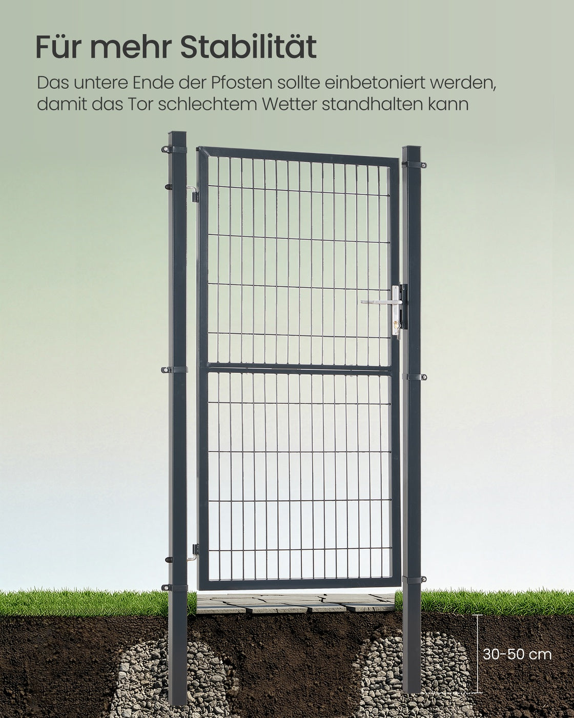 Abschließbares Gartentor 106x180 - Verzinkter Stahl - Mit Schlüsselschloss Und Aluminiumzylinder