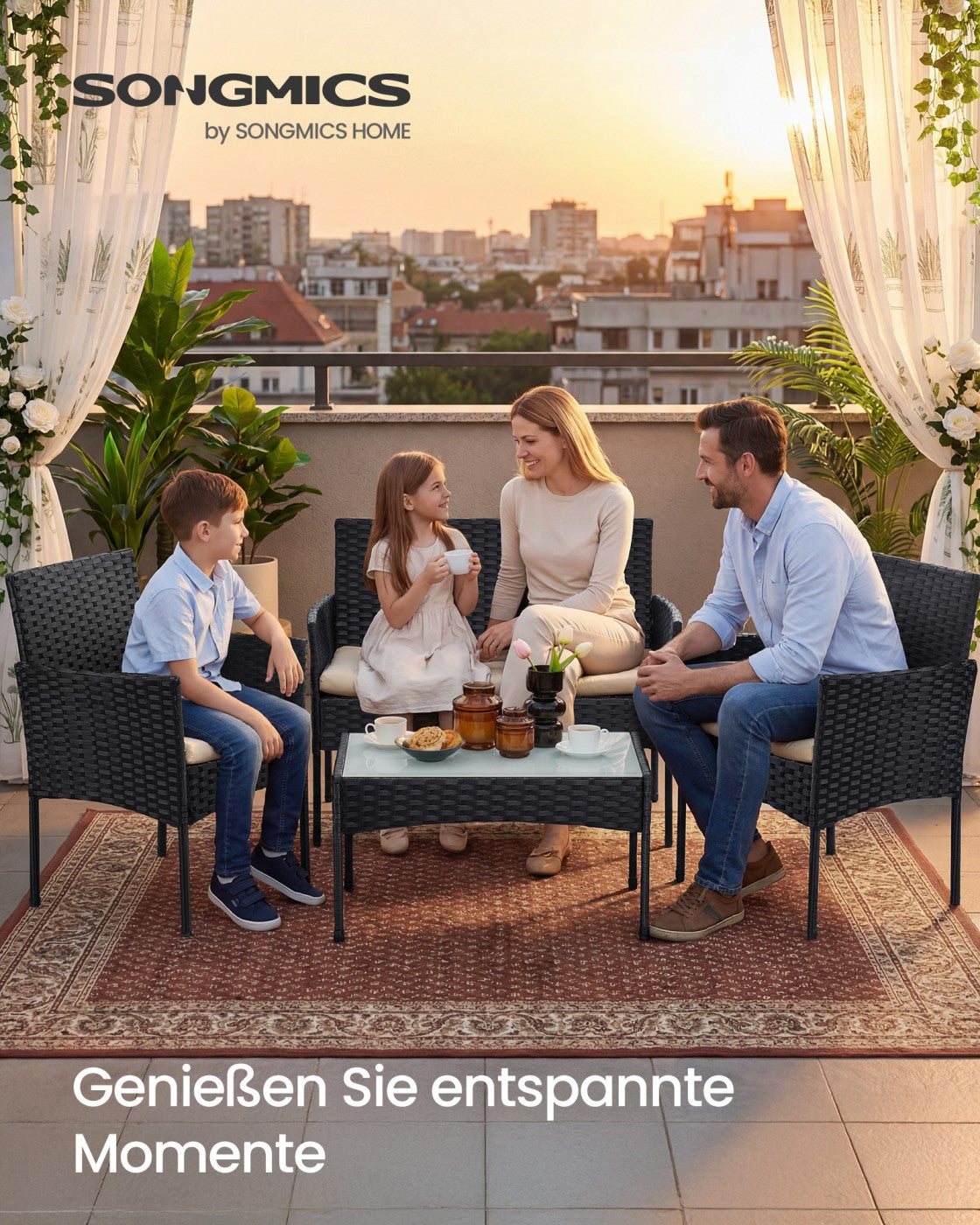 Rattanoptik Gartenset - Balkonset - Gartenstühle mit Tisch