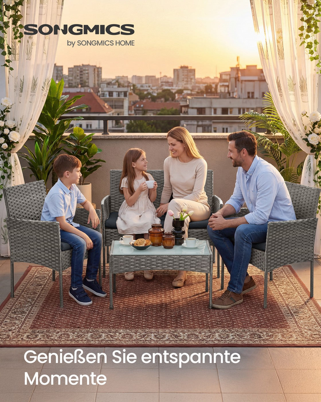Gartenset Polyrattan - 2 Stühle Mit Tisch - Für Terrasse Oder Balkon