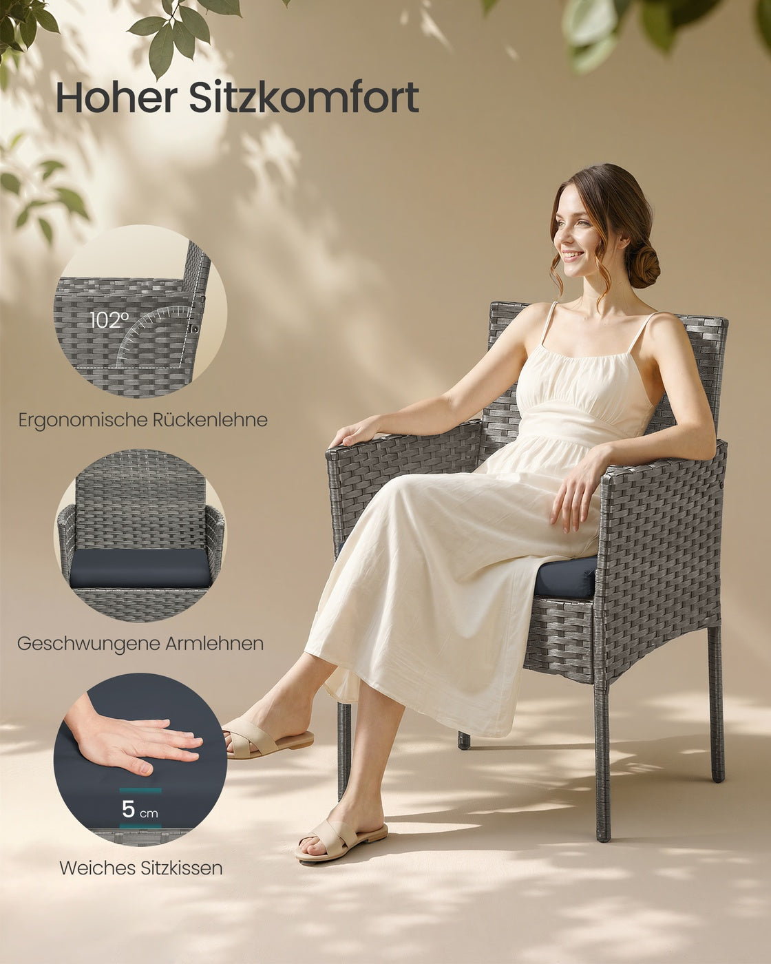 Gartenset Polyrattan - 2 Stühle Mit Tisch - Für Terrasse Oder Balkon