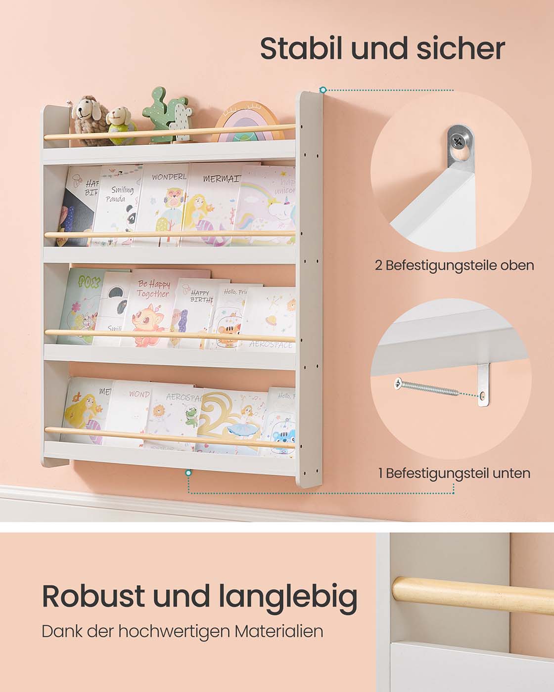 Kinder Bücherregal - 4 Ebenen - Für Kinderzimmer Und Spielzimmer