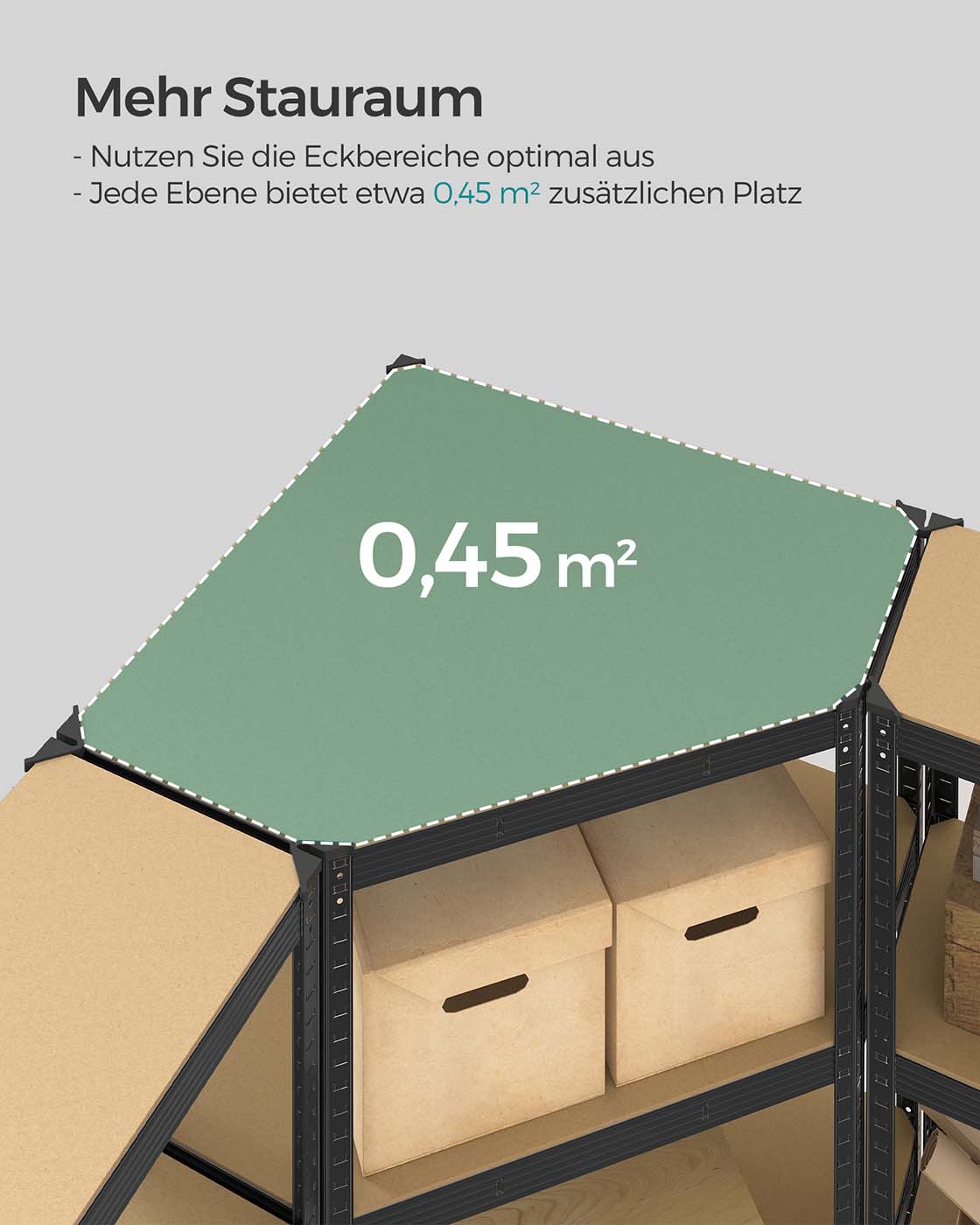 Eckregal mit hoher Tragkraft – Modulares Regalsystem – Verstellbare Regalböden – Für Garage, Keller und Lagerraum