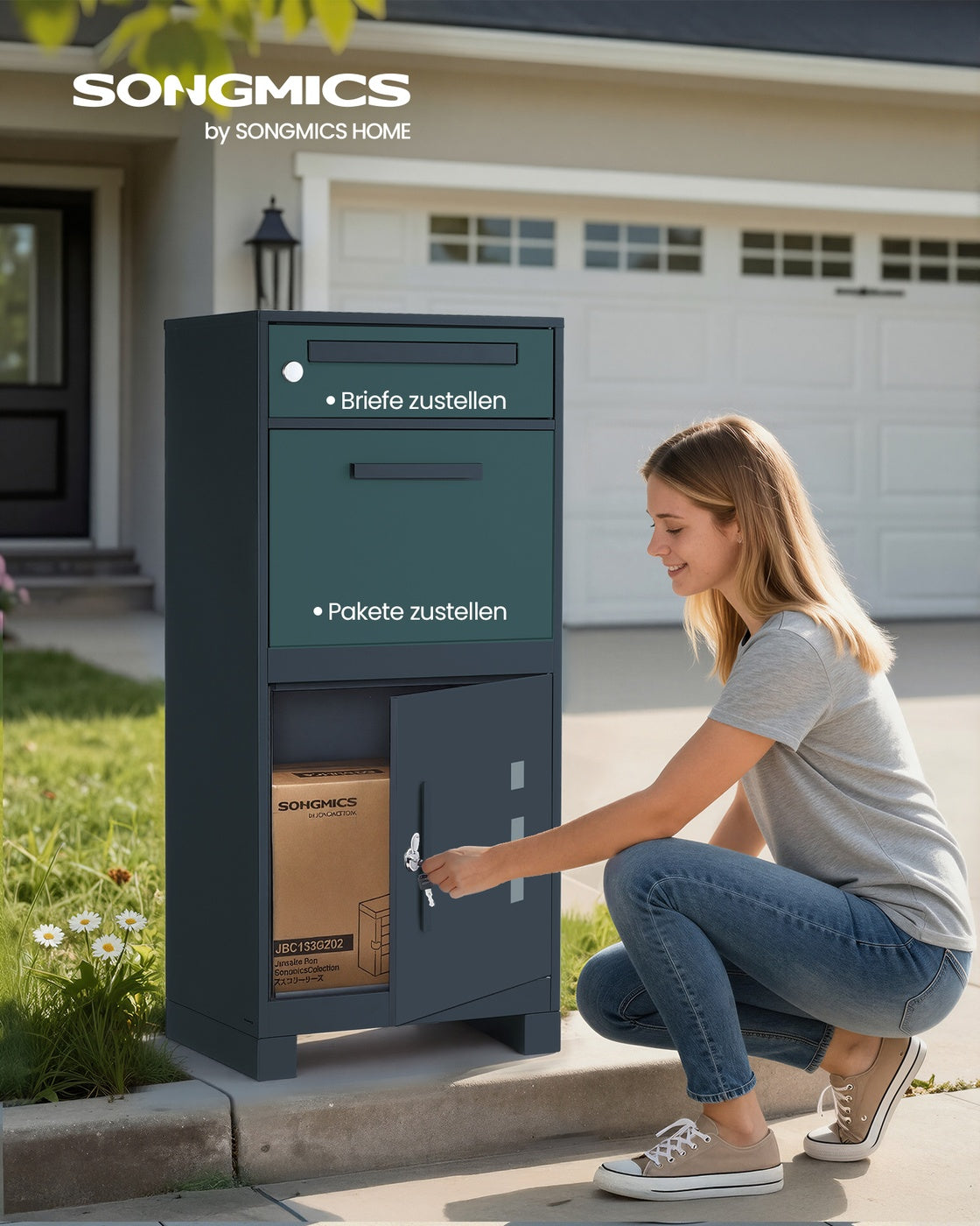 Briefkasten Mit Paketfach - Mit Verschließbarem Deckel - Für Sichere Zustellung Von Briefen Und Paketen