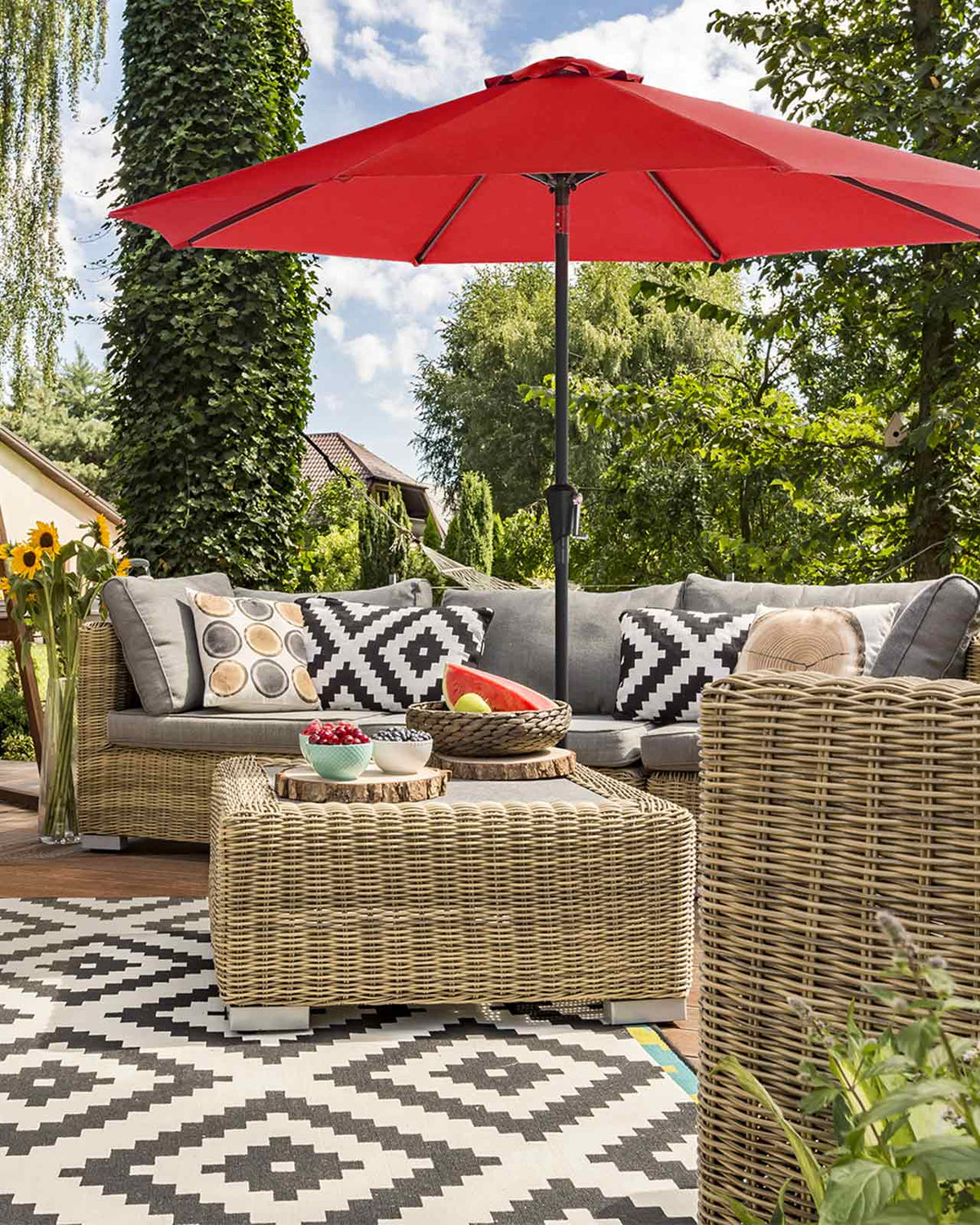 Gartenschirm – Ø 2 / 2,7 / 3 / 3,3 Meter – UPF 50+ Sonnenschutz – 30° neigbar – mit Kurbel – ohne Ständer