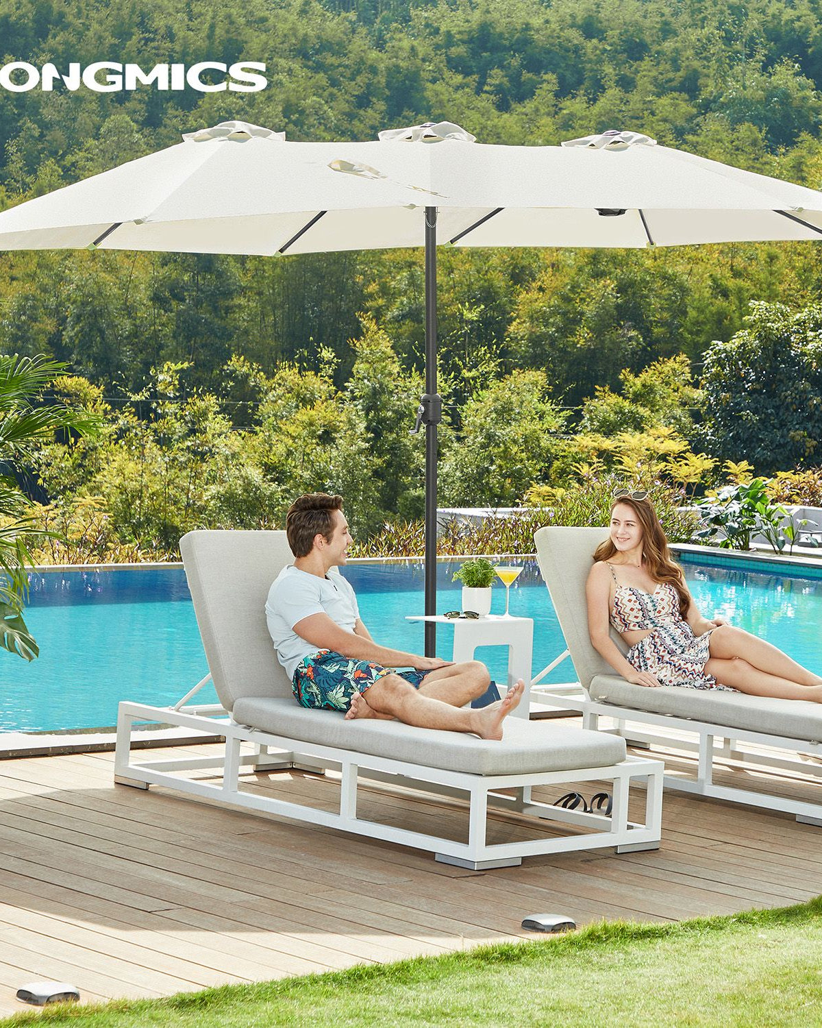 Doppelsonnenschirm 460 x 270 cm – Extra groß mit UV-Schutz und Kurbel