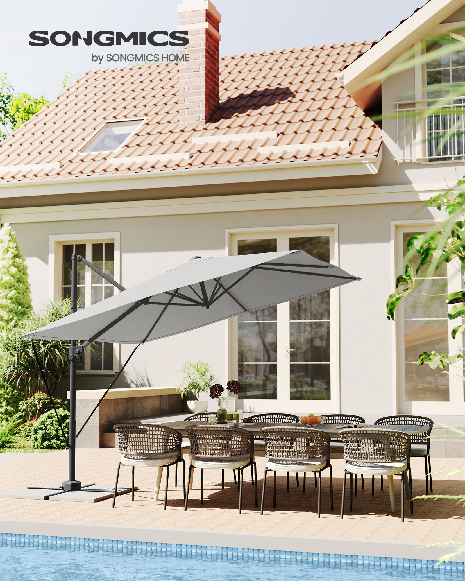Ampelschirm 270 x 270 cm - Stufenlos verstellbar und 360° drehbar